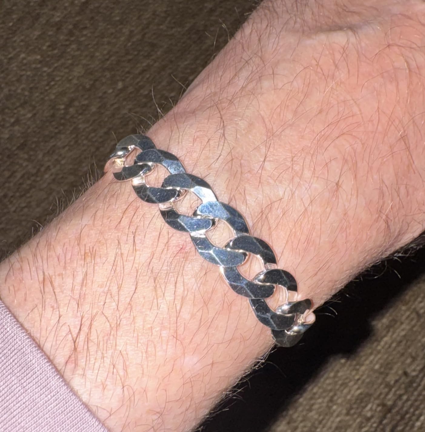 925 Sterling Silver Italian 12mm Solid Diamond-Cut Cuban Link Curb Chain Bracelet, Jewelry For Men Made in Italy customer photo 2