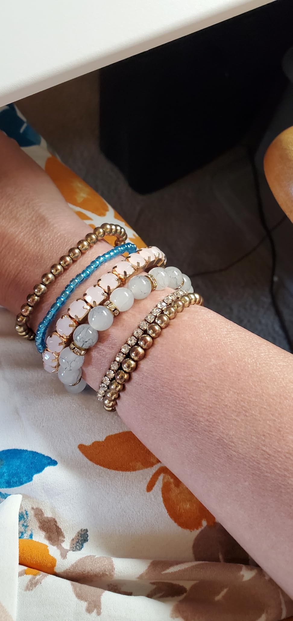 LOYALLOOK 6 Sets Bohemian Stackable Bead Bracelets for Women Stretch Bohemian Style Stretch Multilayered Boho Bracelet Set customer photo 1
