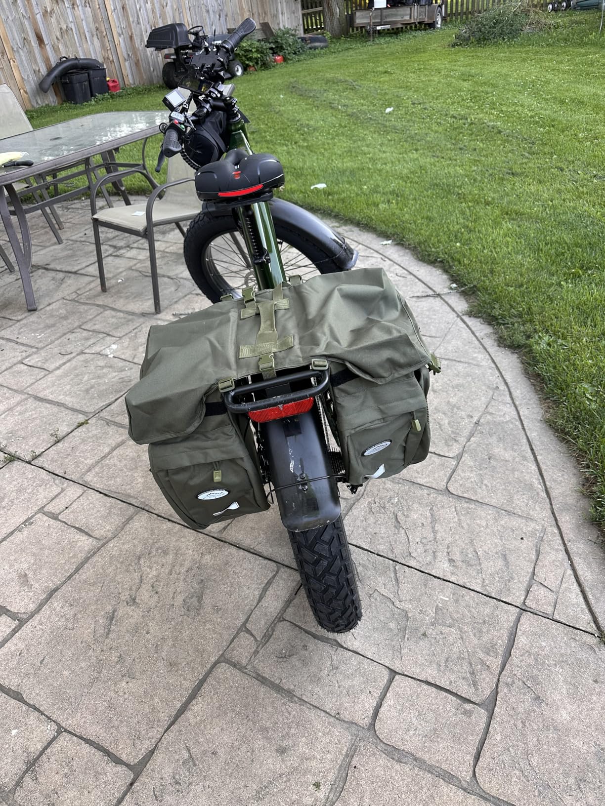 FANWU 50L Bike Panniers Bicycle Commuting Bag Waterproof Saddle Bags with Rain Cover for Bicycle Rear Rack Carrier, Support for Width Less Than 7 inches Bike Rack customer photo 1