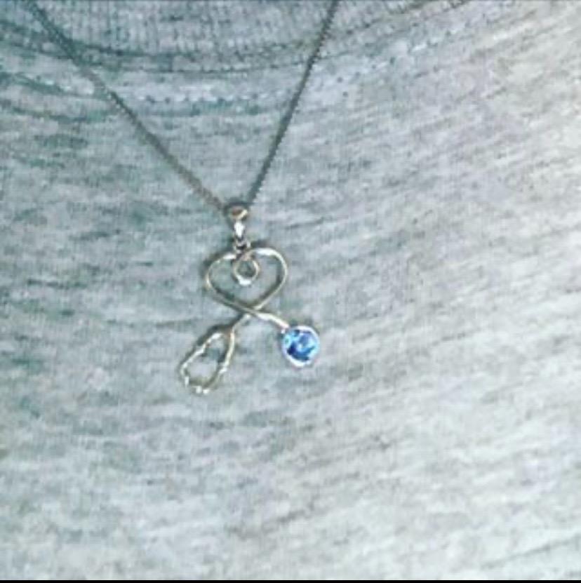 Stethoscope Necklace 925 Sterling Silver Embellished with 12 Months Birthstone Crystals from Austria, Graduation Gifts Medical Jewelry for Doctor Nurse Medical Student RN customer photo 2