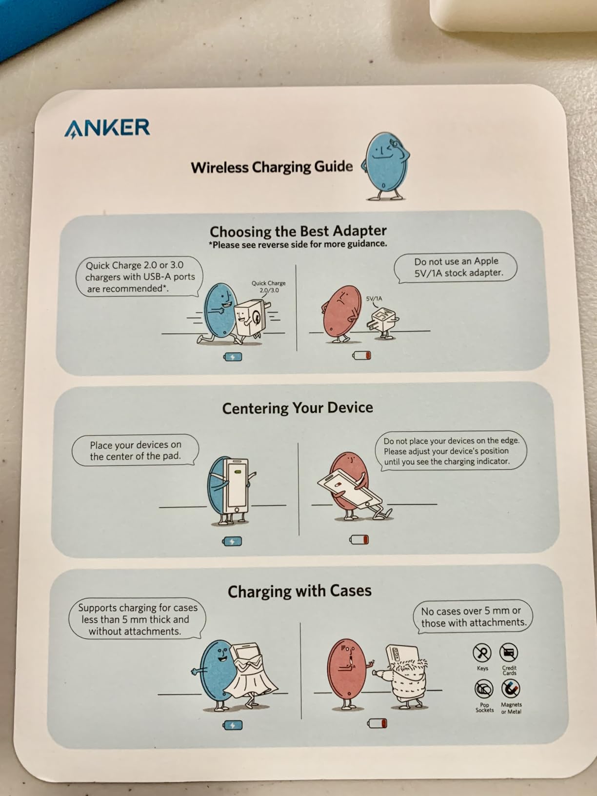 Anker 313 Wireless Charger (Pad), Qi-Certified, 10W Max Fast Charging for Samsung, Compatible with iPhone 16 Plus/15 Plus/14 Plus/12, AirPods (No AC Adapter, Not MagSafe Magnetic Charging Compatible) customer photo 2