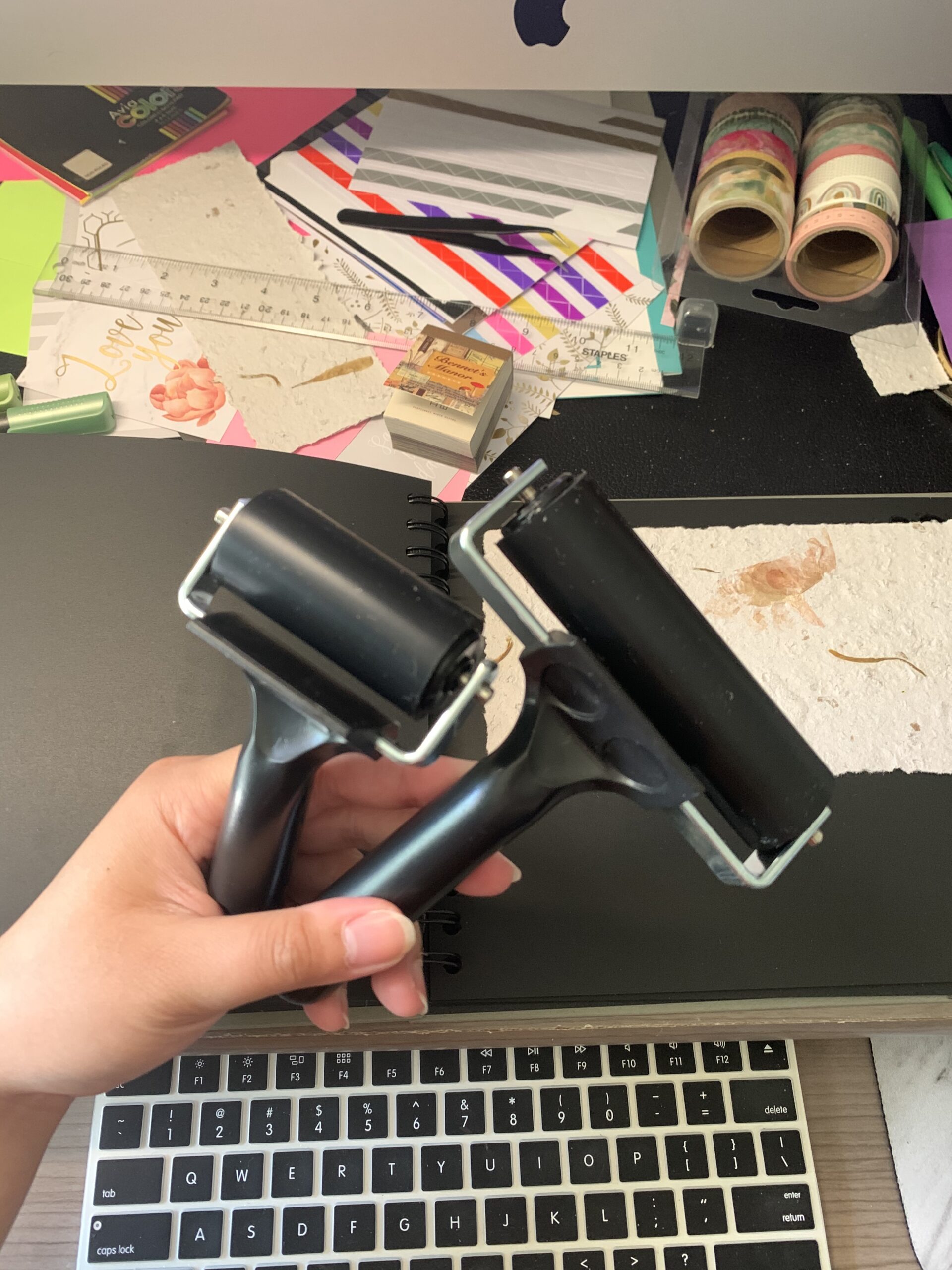 2Pcs Rubber Roller Brayer Rollers Hard Rubber 4 and 2.2 Inch for Printmaking by HRLORKC customer photo 2