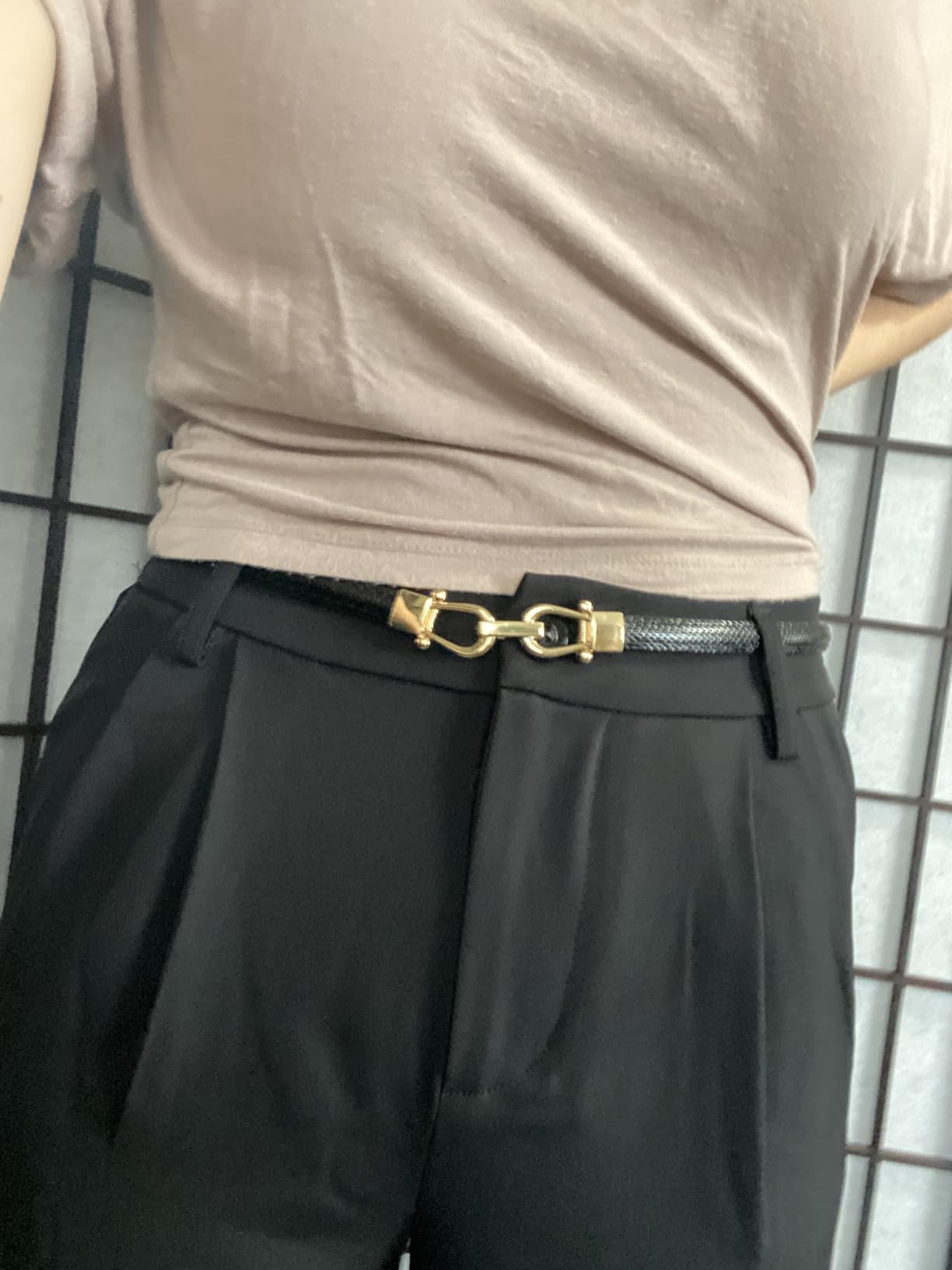 JASGOOD Leather Skinny Belts for Women Plus Size Ladies Thin Waist Belts Adjustable for Jeans Pants Dresses with Gold Buckle customer photo 2