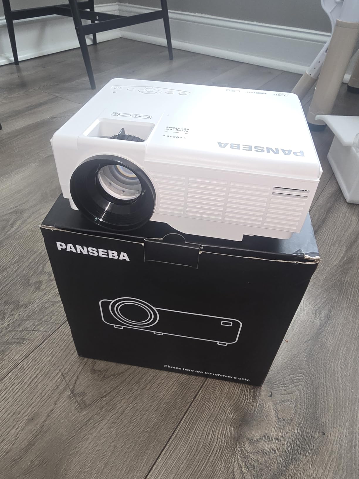 PANSEBA 1080P Mini Projector with Screen, Portable Home Theater Movie Projector with Two-Way Bluetooth, HDMI/USB Input for Smartphone/TV Stick, Ideal for Indoor & Outdoor Use, White customer photo 2