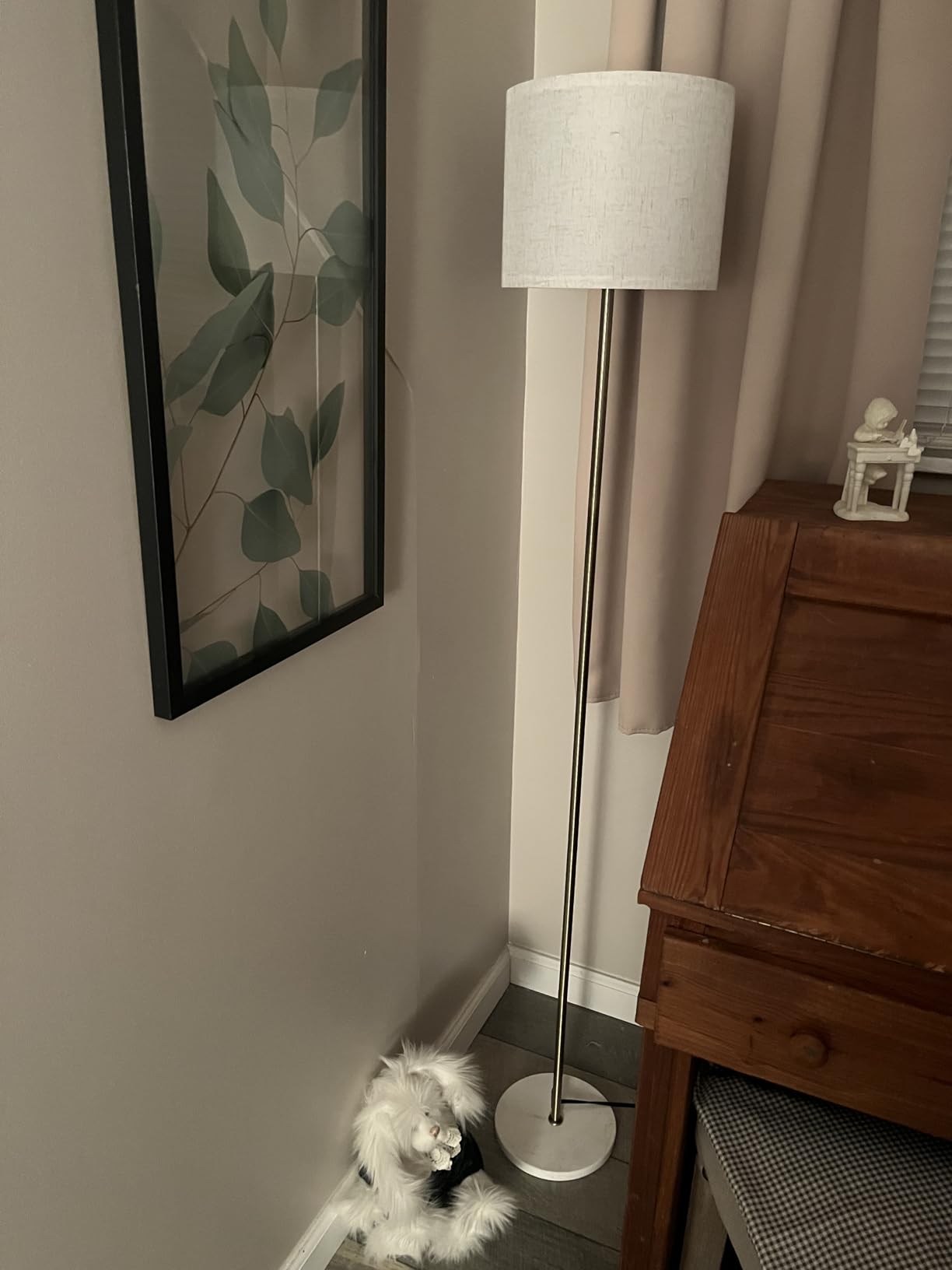 Modern Floor Lamp Simple Design with White Shade, Foot Pedal Switch, 60