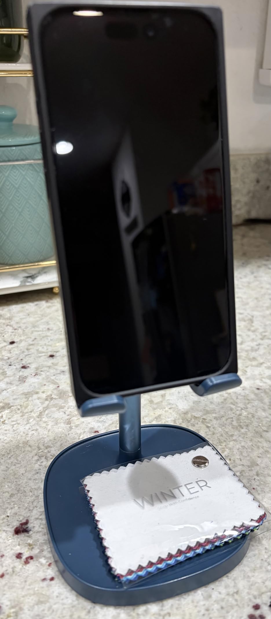 LISEN Cell Phone Stand Phone Holder for Desk Office Decor, Office Desk Accessories Women PC Gaming Essentials iPhone Stand Gadgets Men Gifts for Kids Fit OtterBox Case Switch iPad Air Tablet 4-10 in customer photo 1