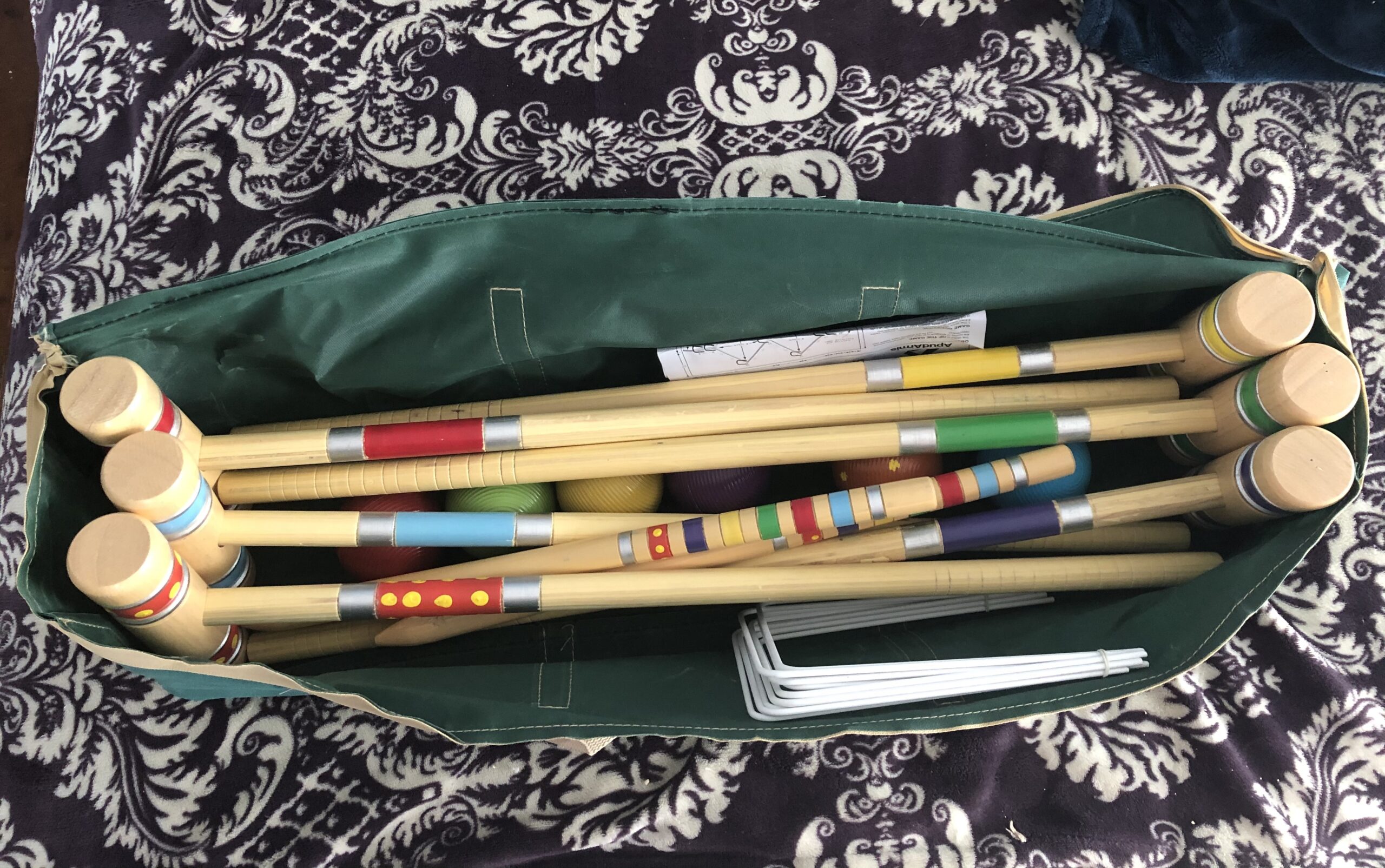 ApudArmis Six Player Croquet Set with Premiun Rubber Wooden Mallets 28In,Colored Ball,Wickets,Stakes - Lawn Backyard Outdoor Game Set for Adults/Teenagers/Family (Large Carry Bag Including) customer photo 2
