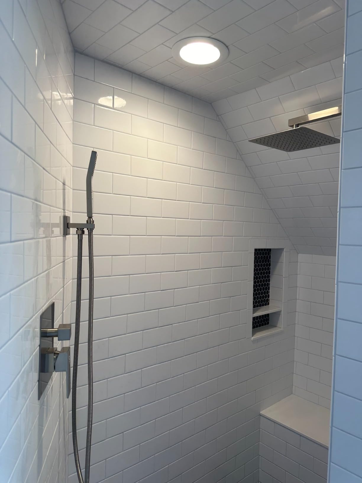 SR SUN RISE Shower Faucet Set Bathroom Square Rain Shower Head with Handheld Spray Wall Mounted Rainfall Shower Fixtures Brushed Nickel Shower Faucet Trim Repair Kits (Contain Shower Valve)10 Inches customer photo 1