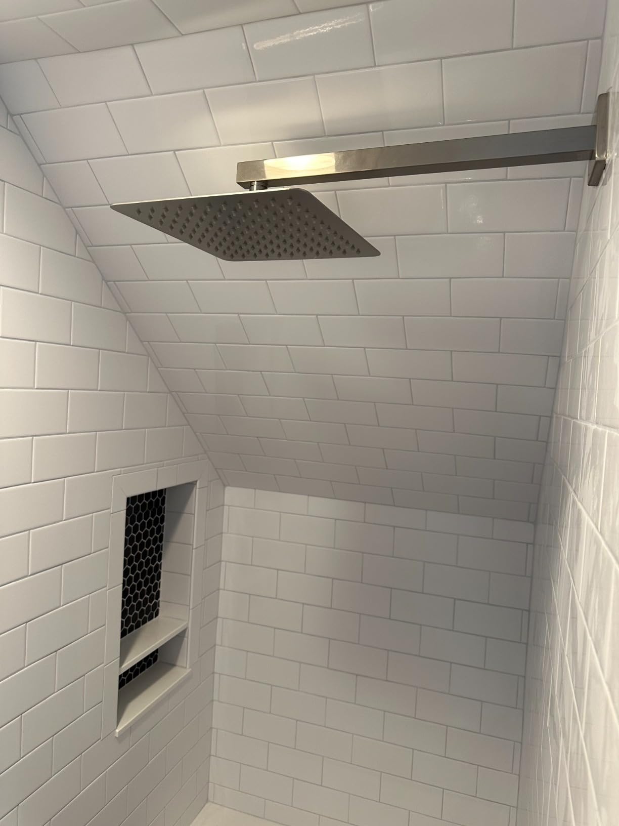 SR SUN RISE Shower Faucet Set Bathroom Square Rain Shower Head with Handheld Spray Wall Mounted Rainfall Shower Fixtures Brushed Nickel Shower Faucet Trim Repair Kits (Contain Shower Valve)10 Inches customer photo 2