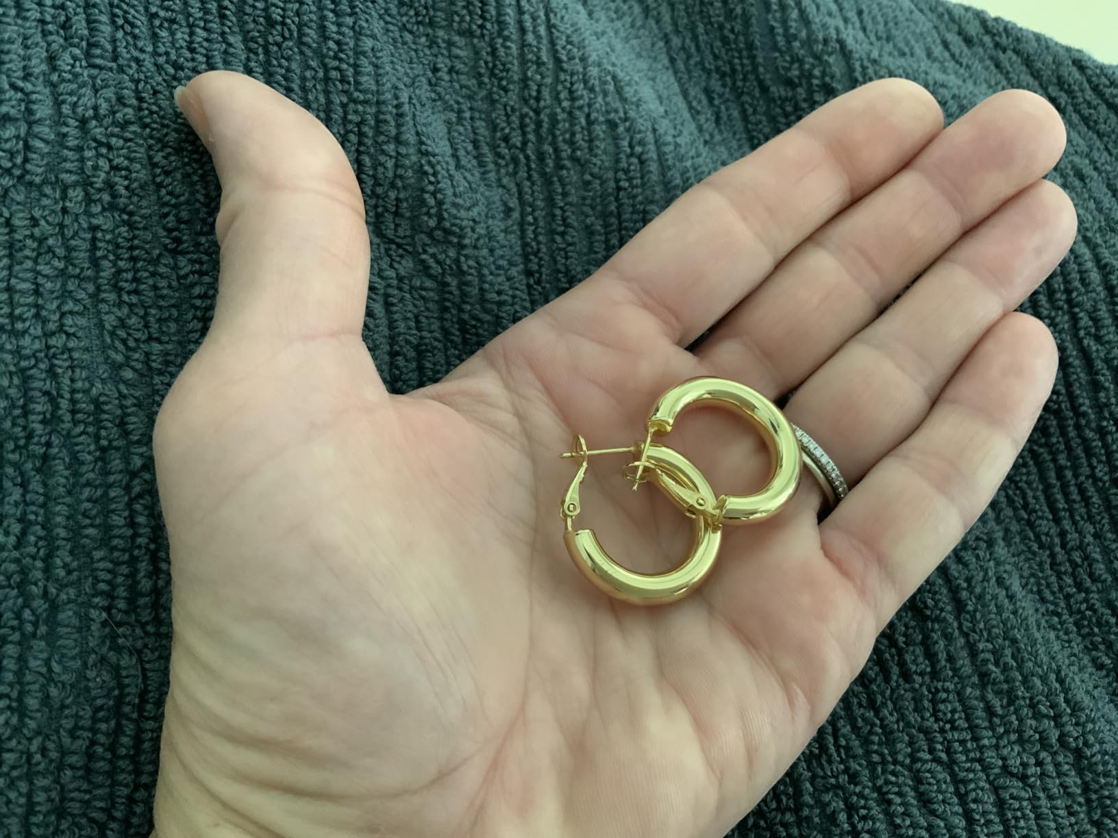 Chunky Gold Hoop Earrings - 14K Gold Plated Earrings for Women Hollow Tube Lightweight Thick Hoops customer photo 1