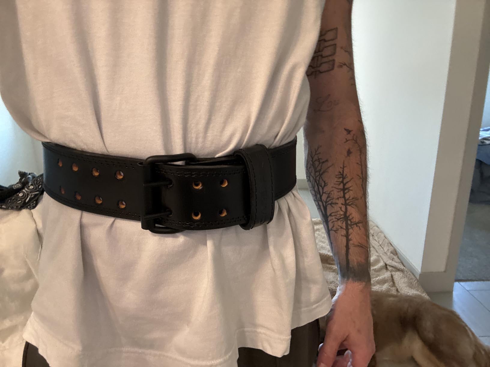 Gymreapers Weight Lifting Belt - 7MM Heavy Duty Pro Leather Belt with Adjustable Buckle - Stabilizing Lower Back Support 4 Inches Wide For Weightlifting, Bodybuilding, Cross Training customer photo 2
