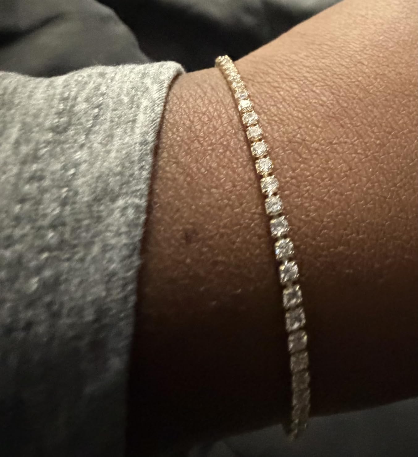 PAVOI 14K Gold Plated Cubic Zirconia Classic Tennis Bracelet for Women | Adjustable Slider customer photo 2