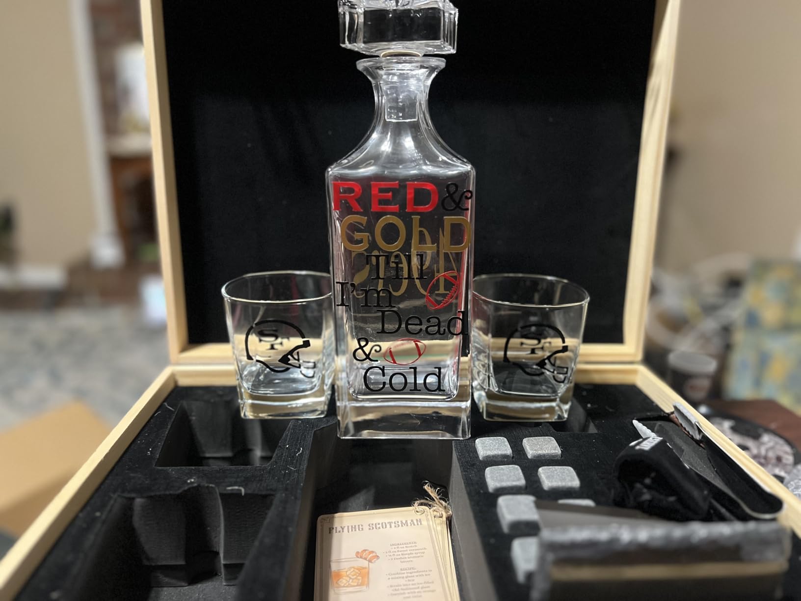 Whiskey Decanter Gift Set by Royal Reserve - Liquor Bourbon Decanter 24 oz 750 ml with Glasses, Chilling Stones, Coasters and Tong - Whiskey Gifts for Men customer photo 2