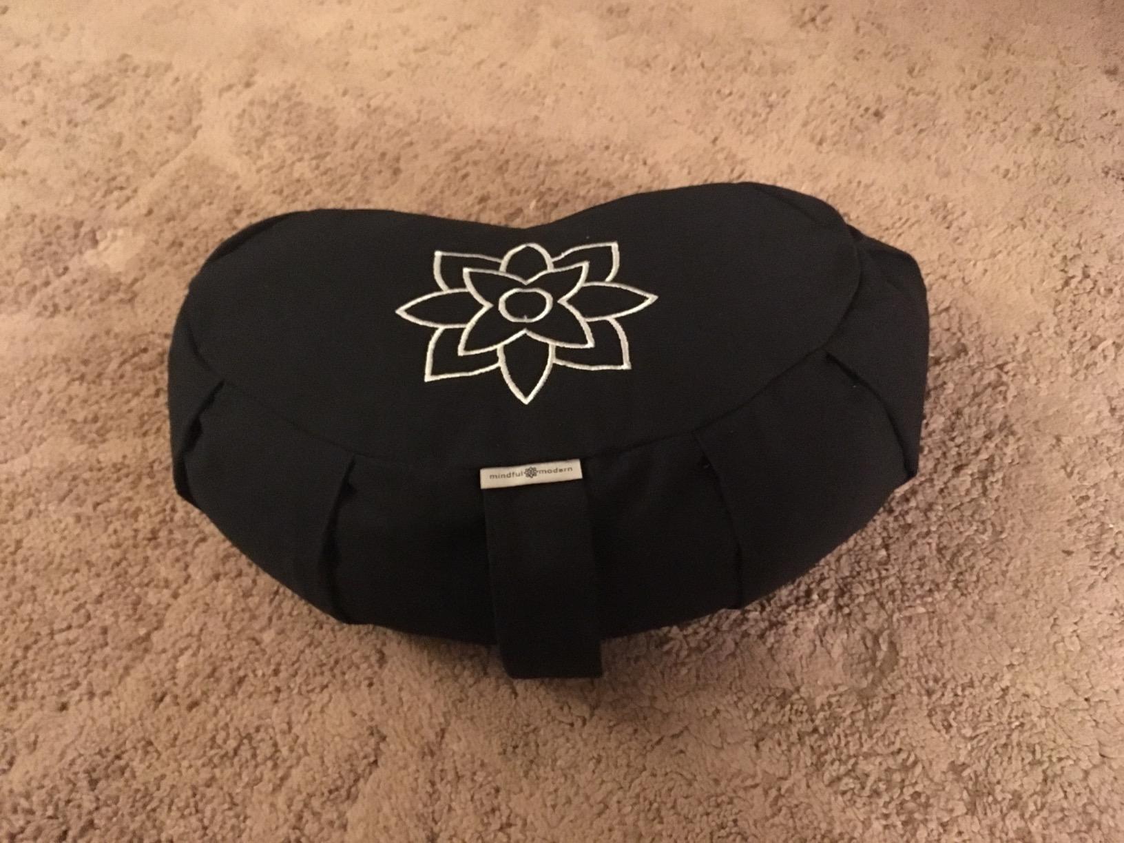 Mindful & Modern Large Meditation Cushion | Zafu Yoga Bolster Meditation Floor Pillow Seat | Buckwheat Hull Filled Crescent Shaped Cushion customer photo 2