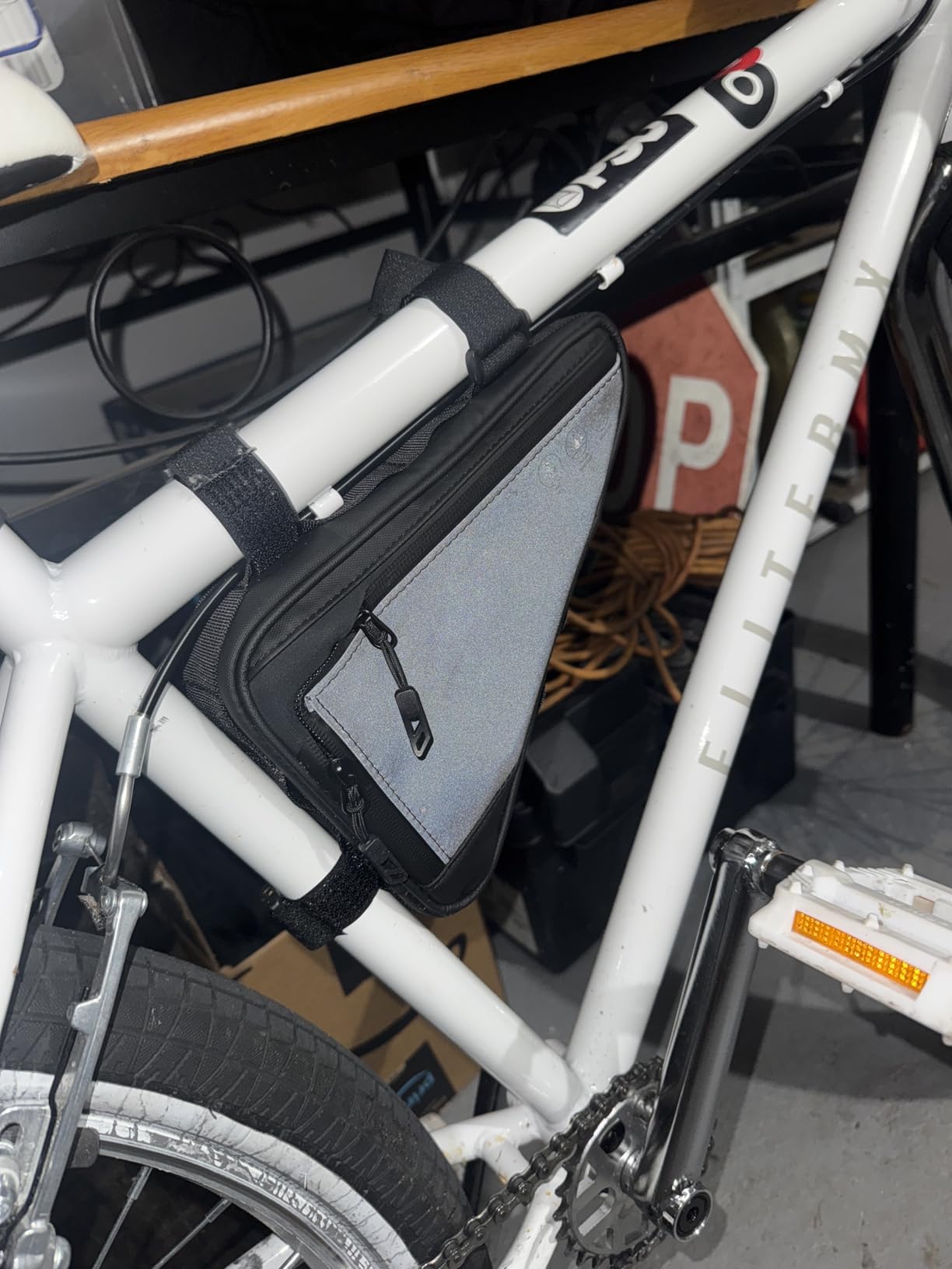 WOTOW Bike Frame Storage Bag, Water Resistant Reflective Bicycle Triangle Bag with Two Side Pockets customer photo 2