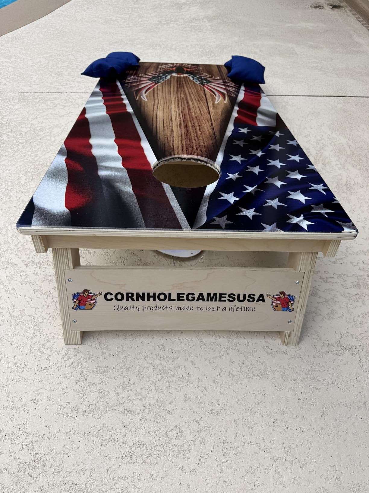 CornholeGamesUSA Pro Cornhole Boards Set | Made in USA | 3/4 Baltic Birch | No Bounce | Triple Thick Legs customer photo 1