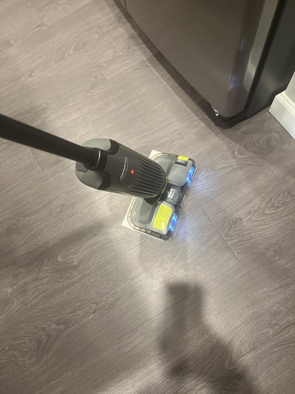 Shark VACMOP Cordless Hard Floor Cleaner, Vacuum and Spray Mop, Powerful Suction, Lightweight, LED Headlights, Includes 4 Disposable Pads, 12oz Multi-Surface Cleaning Solution, Gray, VM252 customer photo 1