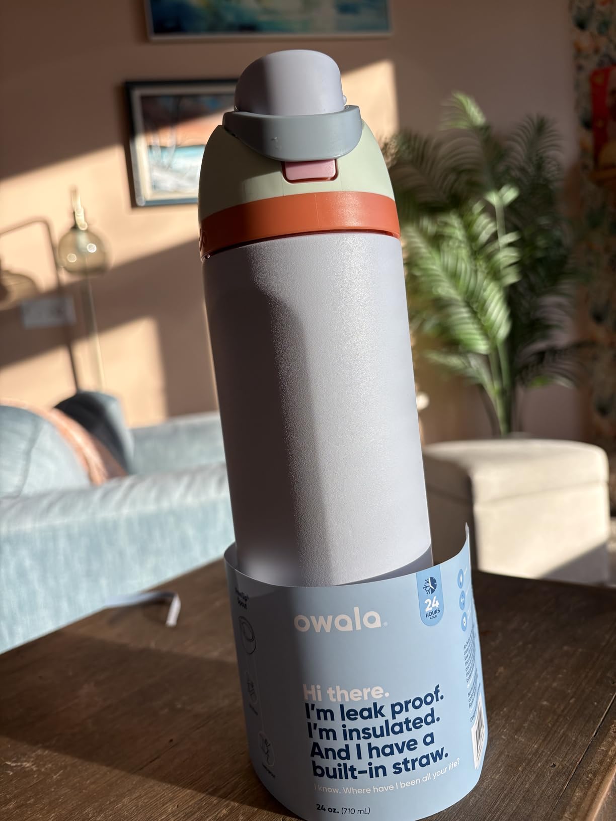 Owala FreeSip Insulated Stainless Steel Water Bottle with Straw, BPA-Free Sports Water Bottle, Great for Travel, 24 Oz, Very, Very Dark customer photo 2