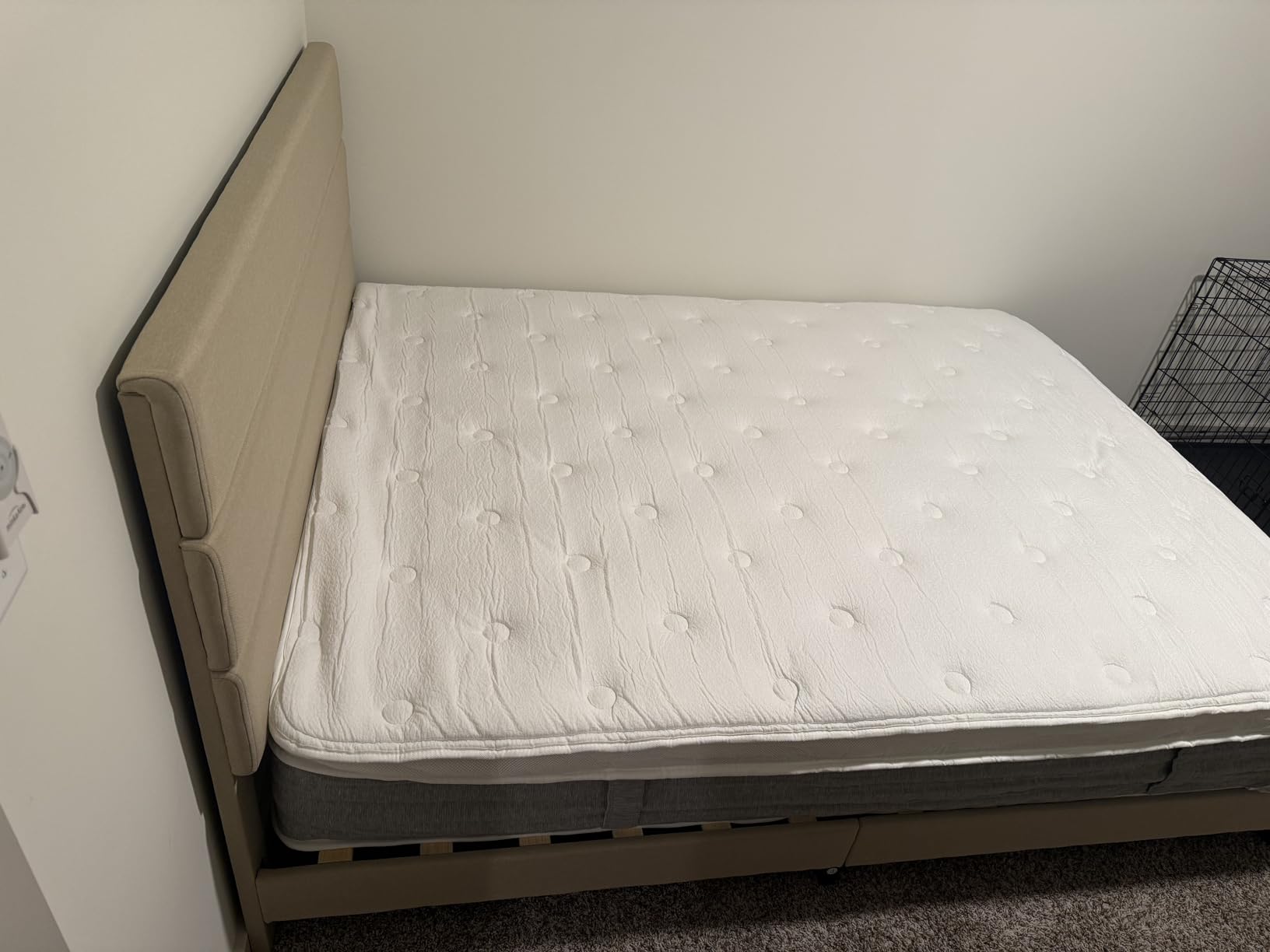 Allewie Queen Size Platform Bed Frame with Fabric Upholstered Headboard and Wooden Slats Support, Fully Upholstered Mattress Foundation, No Box Spring Needed, Easy Assembly, Dark Grey customer photo 2