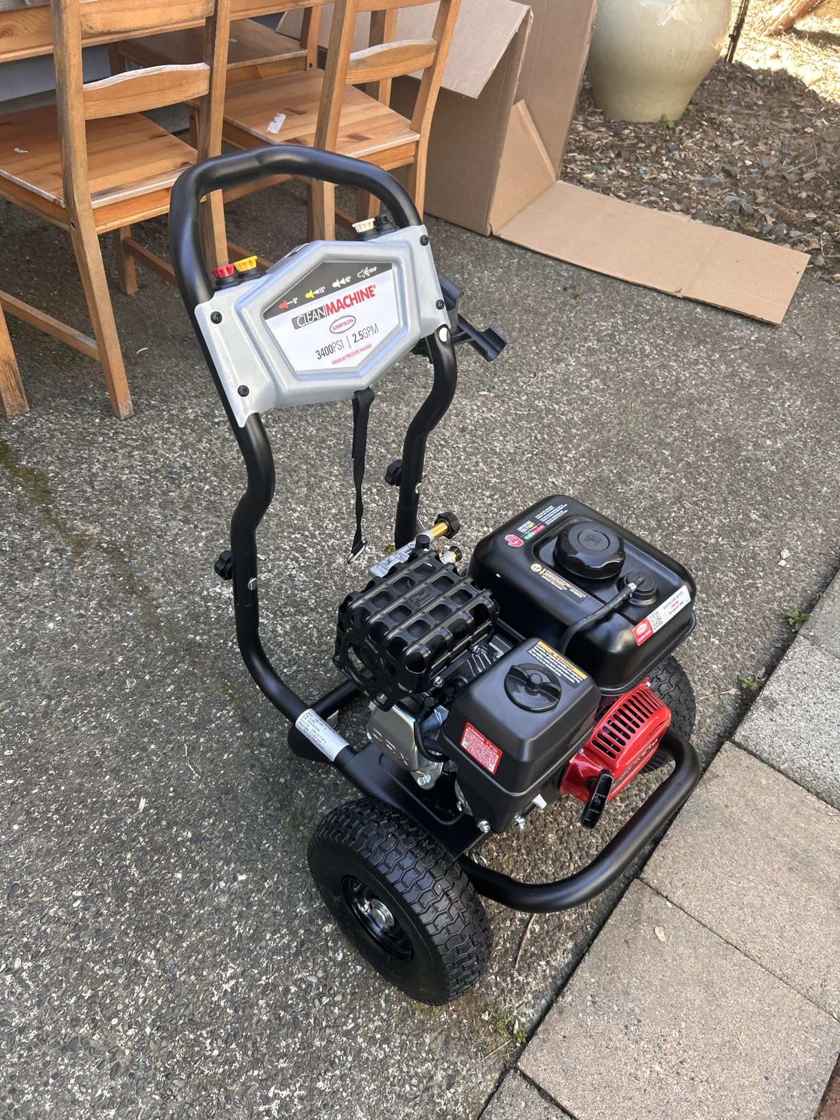 Simpson 3400 PSI Gas Pressure Washer, 2.5 GPM Residential Power Washer, Cold Water, 25' Hose, Clean Machine, 49-State Compliant (CM61083) customer photo 1