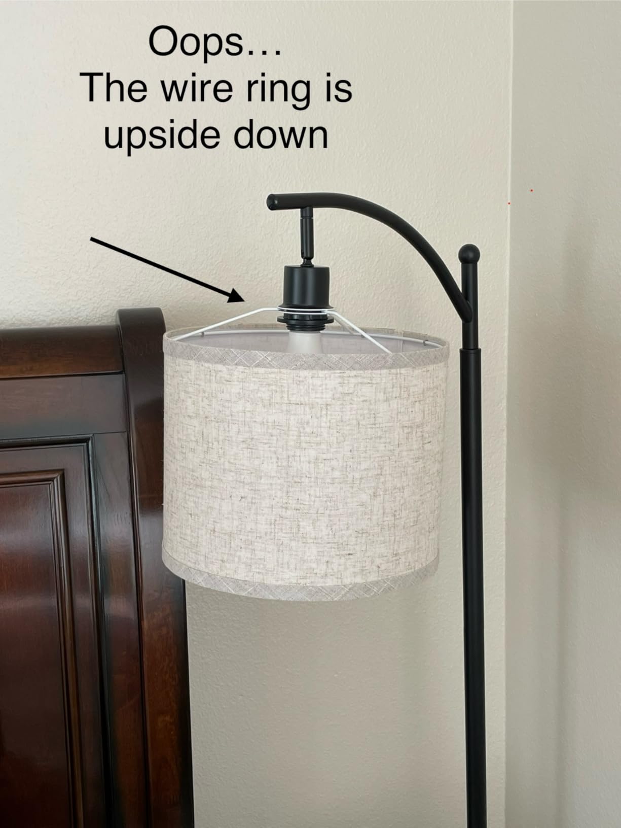 ROTTOGOON Floor Lamp for Living Room with 3 Color Temperatures LED Bulb, Standing Lamp Tall Industrial Floor Lamp Reading for Bedroom, Office (9W LED Bulb, Beige Lampshade Included) -Black customer photo 2