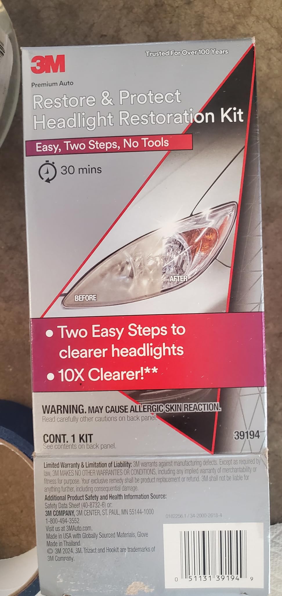 3M Auto Restore and Protect Headlight Restoration Kit, Use On Plastic Lenses, Headlights, Taillight, Fog Lights and More, Includes Sanding Discs, Headlight Clear Coat Wipes, Foam Pad and Glove (39194) customer photo 1