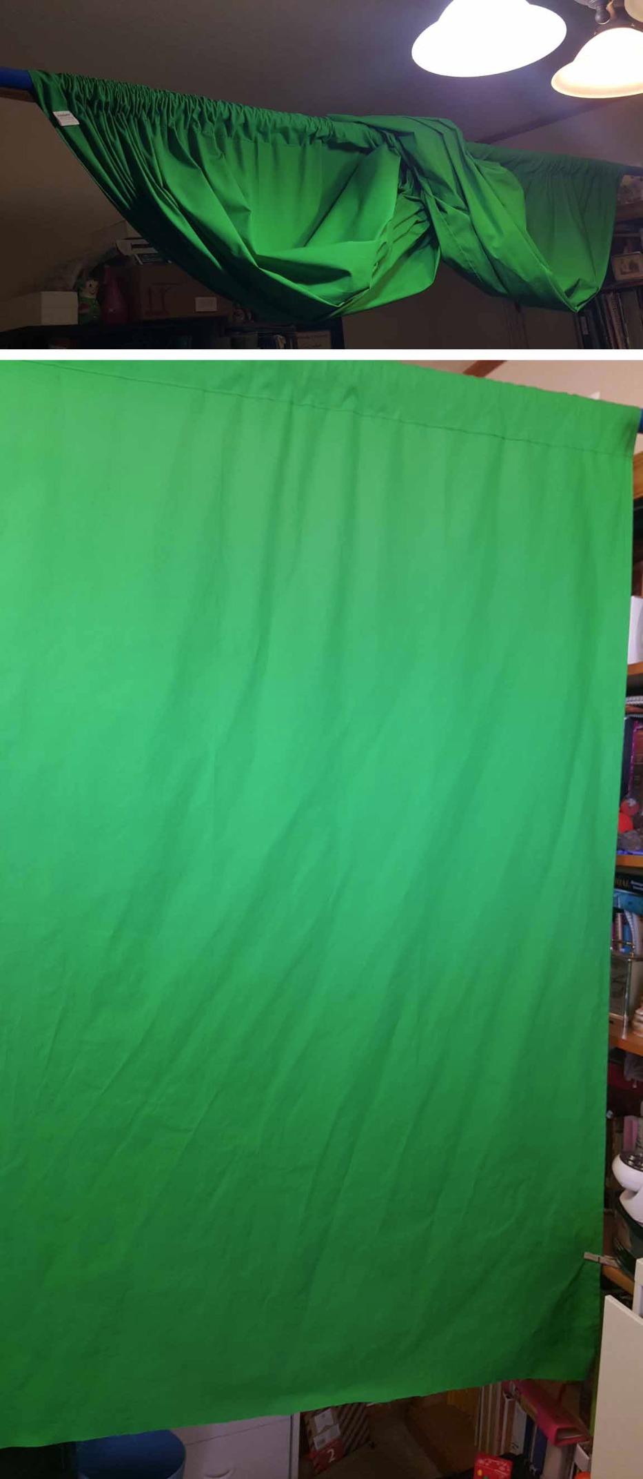 EMART 5x7ft Green Screen Backdrop, Polyester Wrinkle-Resistant Curtain Fabric, Chroma-Key greenscreen Cloth Sheet for Zoom, Including 2 Spring Clamps customer photo 2