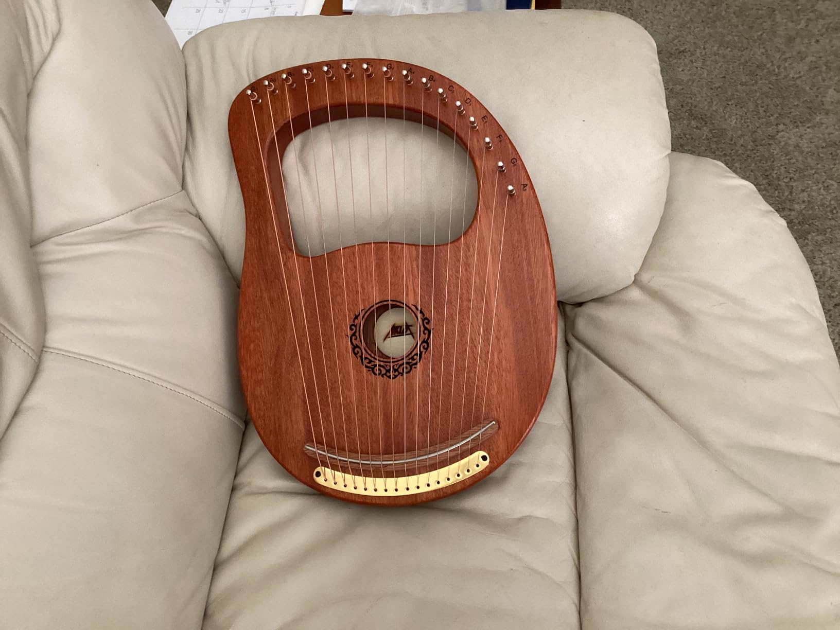 Lyre Harp, AKLOT 16 Metal Strings Maple Saddle Mahogany Body Lyra Harp with Carved Note Tuning Wrench Pick up Strings and Black Gig Bag customer photo 1