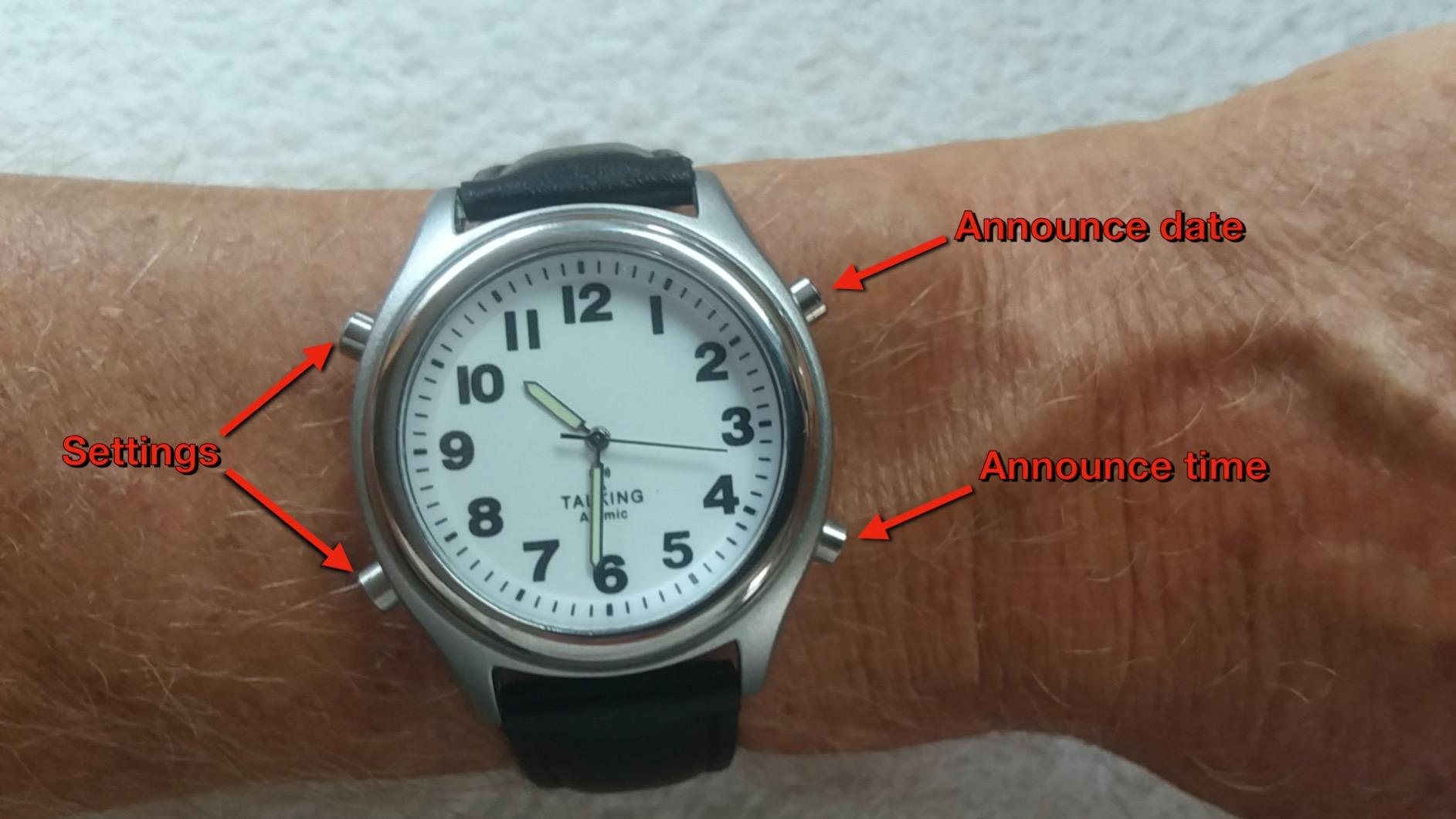 Hearkent Atomic American English Talking Watch Speaks Clear and Loud Time, Date and Alarm time Stretch Band is Best Gift for Senior, Visually impaired, or Blind People customer photo 1