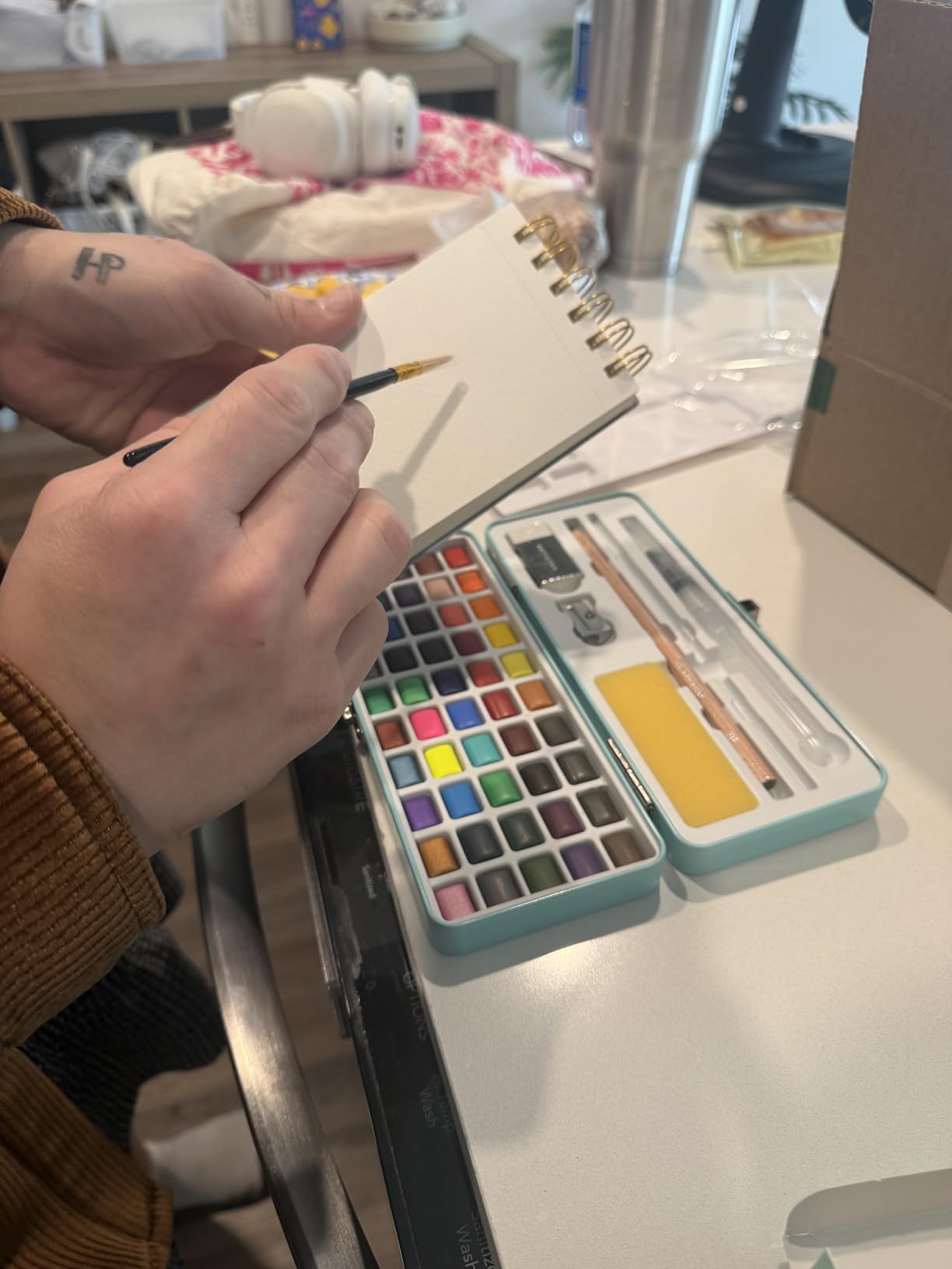 ARTISTRO 50 Color Watercolor Paint Set - Portable Paint Art Kit with Palette and Brush Pens customer photo 2