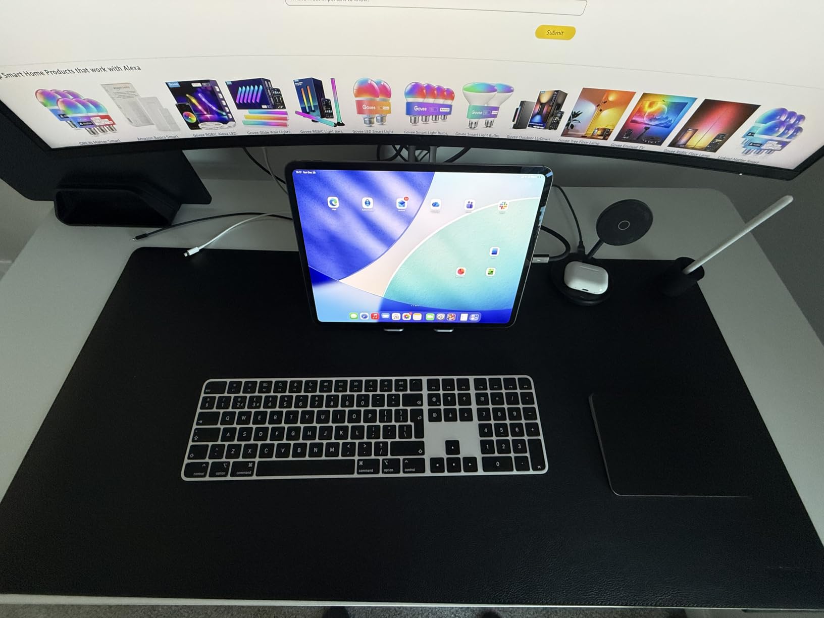Nordik Leather Desk Mat Cable Organizer (Midnight Blue 35 x 17 inch) Premium Extended Mouse Mat for Home Office Accessories - Felt Vegan Large Leather Desk Pad Protector & Desk Blotter Pads Decor customer photo 1