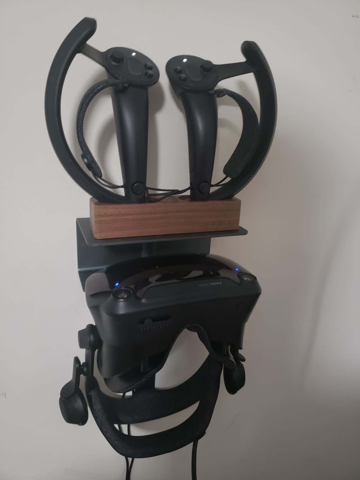 VRGE - Valve Index VR Wall Mount Charging Stand Station: Holds Both Valve Index VR Headset and charges USB VR Controllers customer photo 1