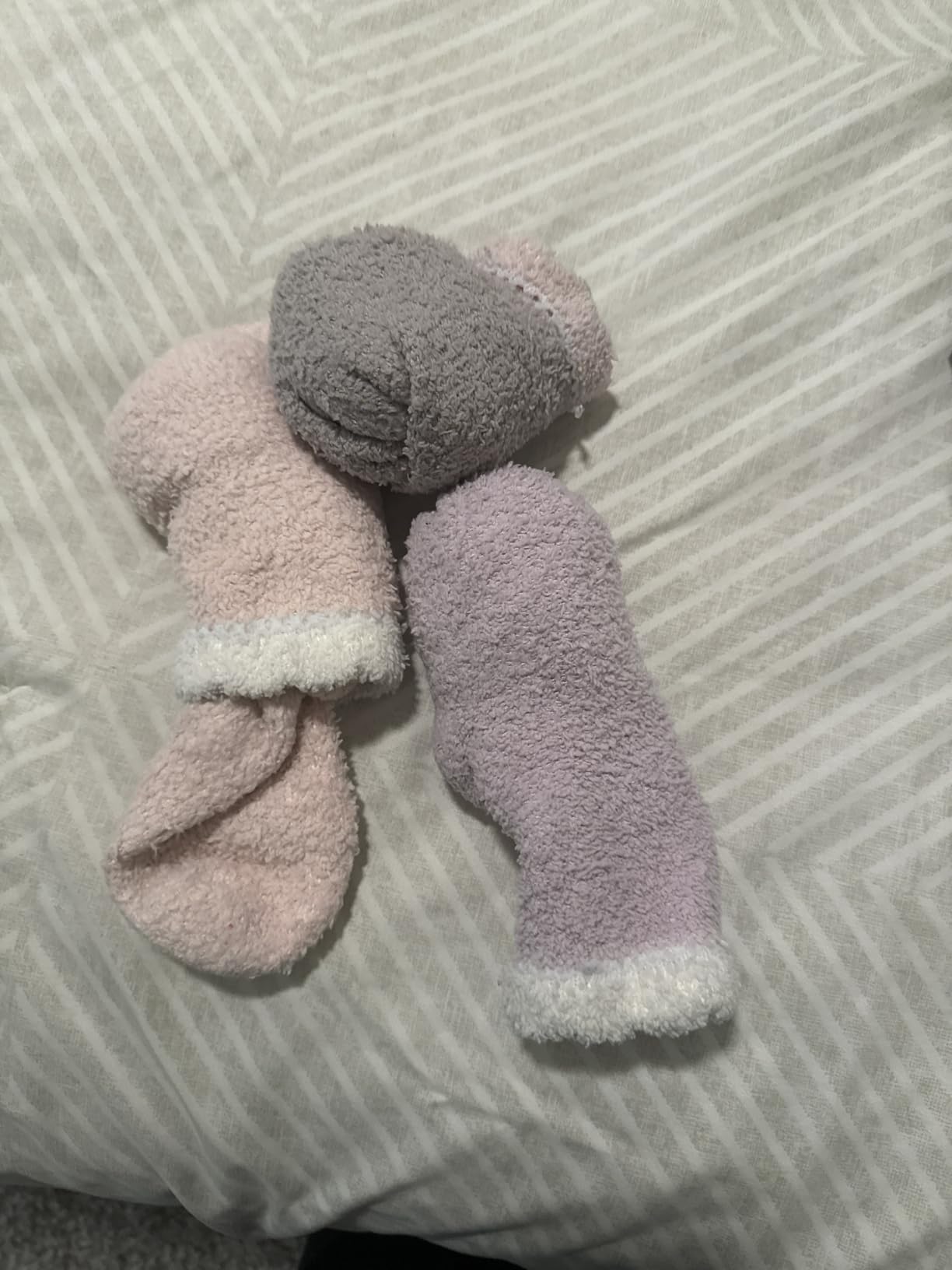 TEHOOK Warm & Cozy Gifts for Women, Fluffy Fuzzy Plush Sleeping Slipper Socks - Soft Warm Fabric customer photo 2