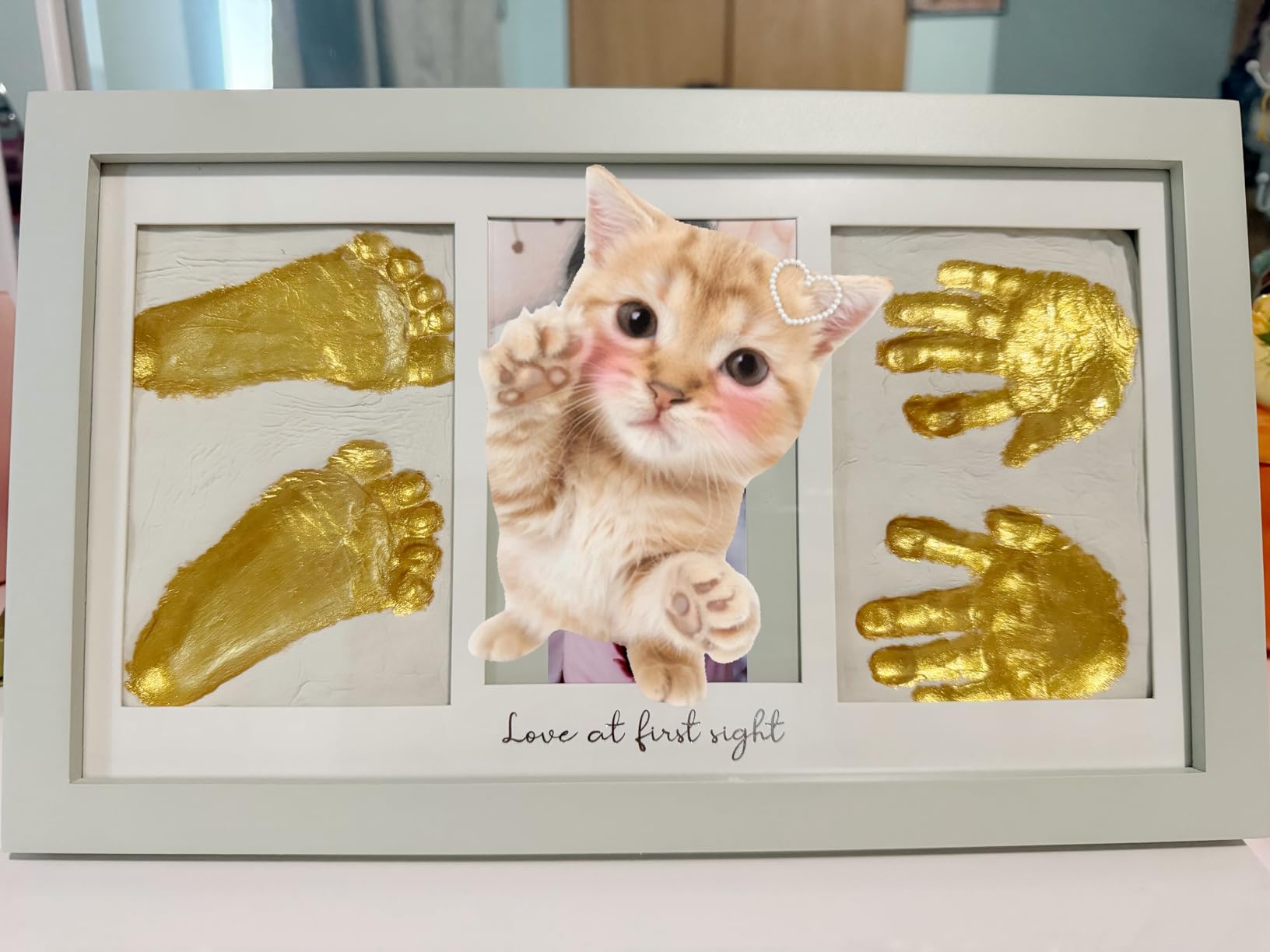 KeaBabies Baby Hand and Footprint Kit - Clay Handprint Keepsake Frame, Newborn Nursery Picture Frame, Personalized New Mom Gifts for Baby First Christmas Shower (Alpine White) customer photo 2
