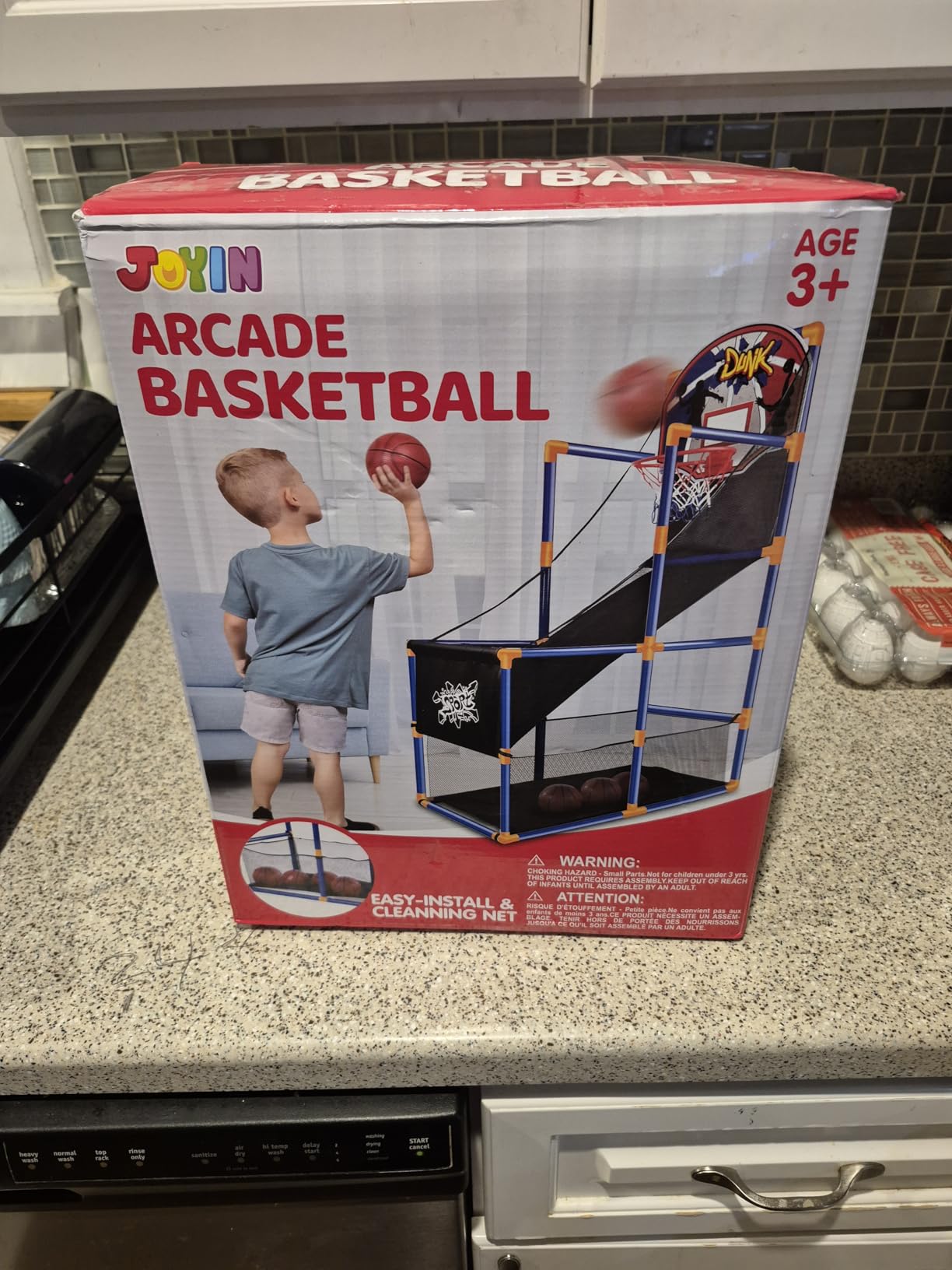 JOYIN Arcade Basketball Game Set with 4 Balls and Hoop for Kids 3 to 12 Years Old Indoor Outdoor Sport Play - Easy Set Up - Air Pump Included - Ideal for Competition customer photo 1