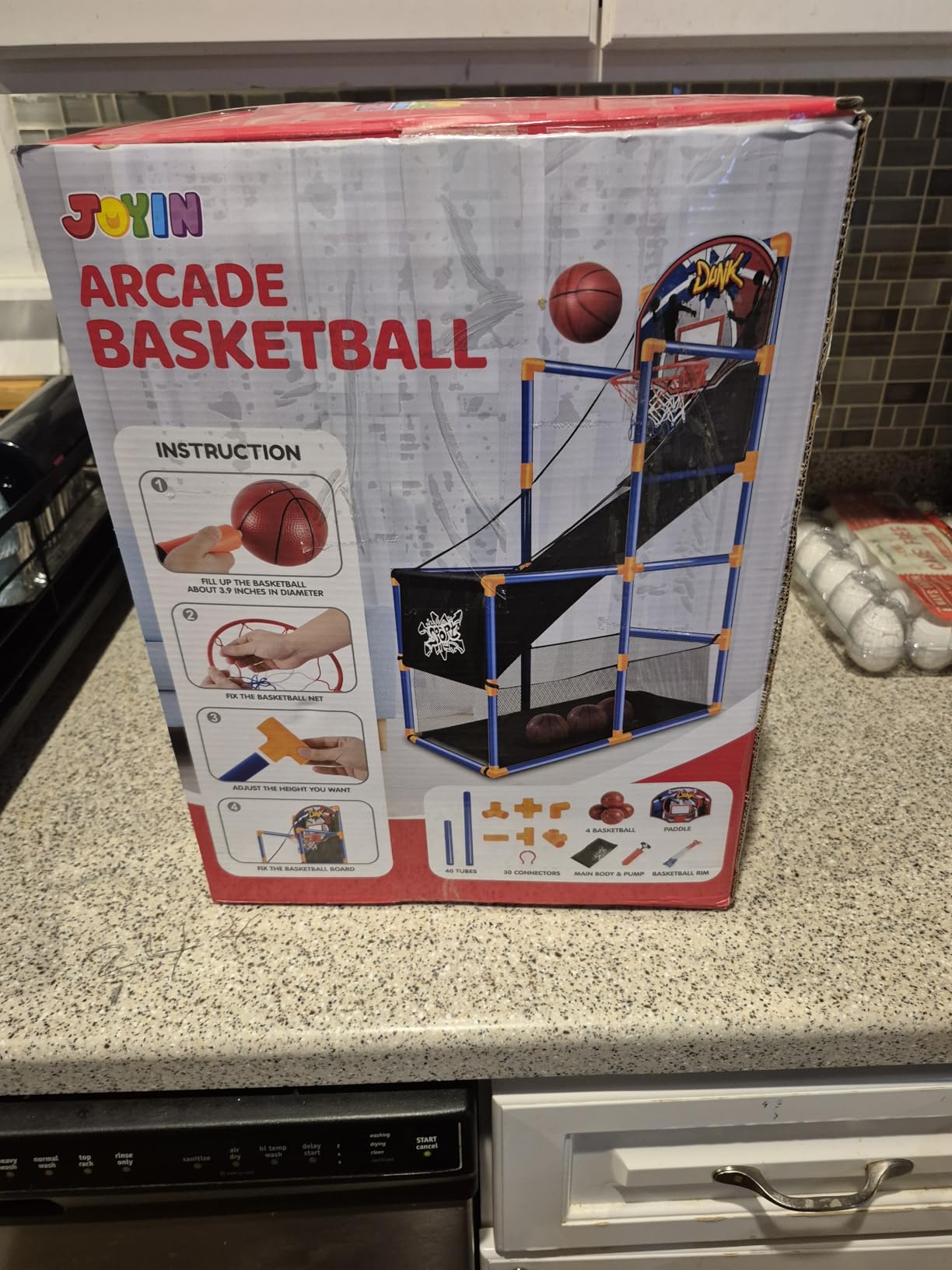 JOYIN Arcade Basketball Game Set with 4 Balls and Hoop for Kids 3 to 12 Years Old Indoor Outdoor Sport Play - Easy Set Up - Air Pump Included - Ideal for Competition customer photo 2