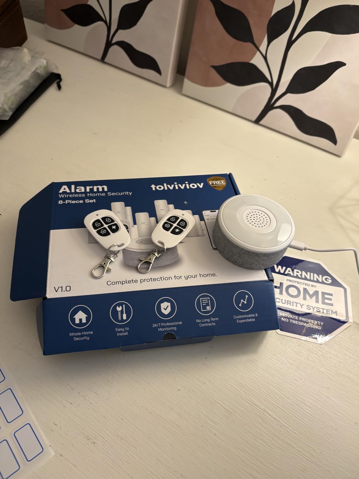 WiFi Door Alarm System, Wireless DIY Smart Home Security System, with Phone APP Alert, 8 Pieces-Kit (Alarm Siren, Door Window Sensor, Remote), Work with Alexa, for House, Apartment, by tolviviov customer photo 2