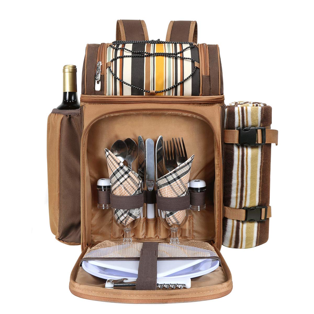 Hap Tim Picnic Basket Backpack for 2 Person with 2 Insulated Cooler Compartment, Wine Holder, Fleece Blanket, Cutlery Set, Wedding Gifts for Couples, Bridal Shower Gifts, Engagement Gifts customer photo 1