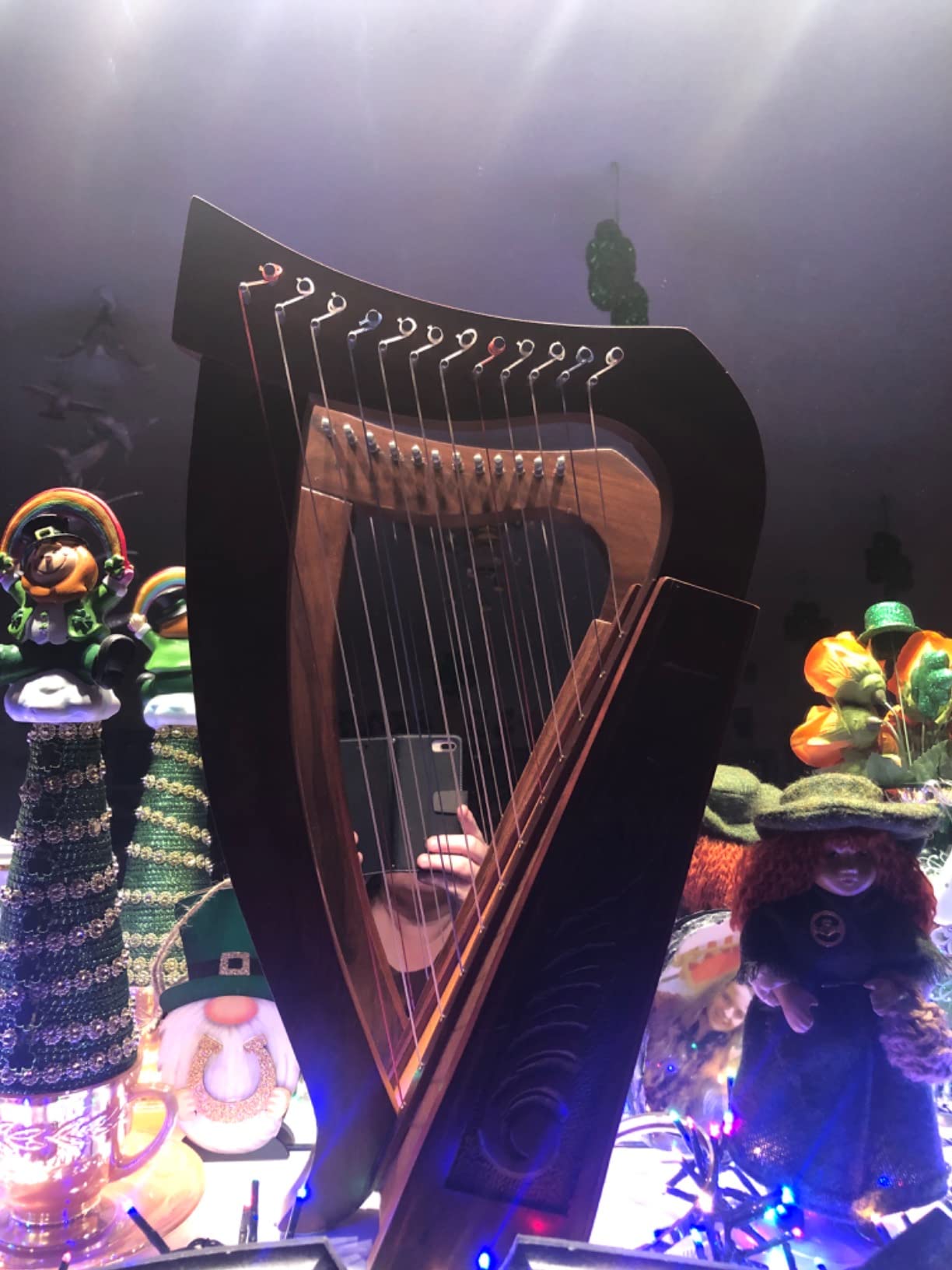 12 Strings Harp Irish Celtic Highland Solid Rosewood Natural Shape Nylon Lever Tuning Key Extra Set Included, 18 Inches Tall customer photo 1
