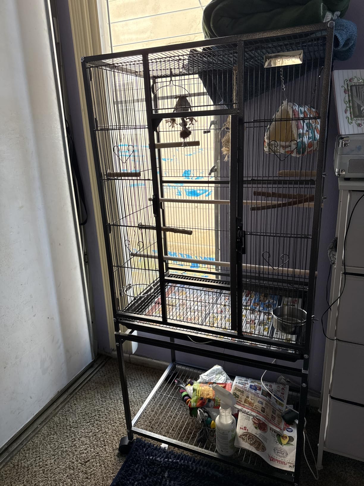 VIVOHOME 54 Inch Wrought Iron Large Bird Flight Cage with Rolling Stand for Parakeets Canaries Cockatiels Lovebirds Conures, Black customer photo 1