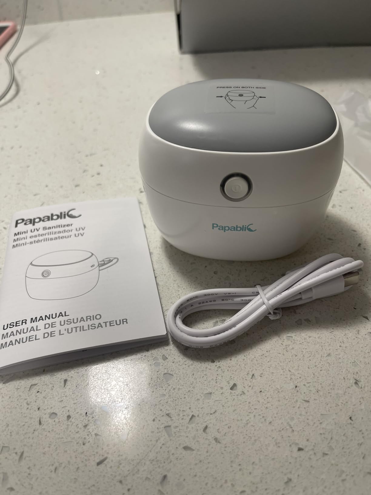 Papablic Portable Pacifier Sanitizer, UV Light Sanitizer Case On The Go for Baby Health, USB Rechargeable Mini Travel Sanitizer Box customer photo 1