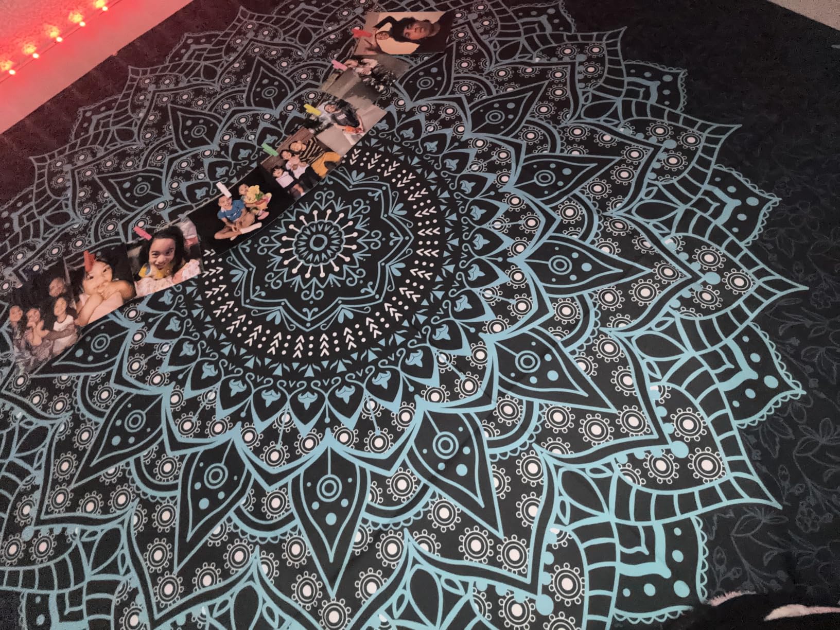 Edeesky Black Mandala Tapestry Wall Hanging Psychedelic Wall Tapestry Aesthetic Indian Hippie Decor Bohemian Art Boho Home Decoration for Bedroom,Living Room,Dorm customer photo 1
