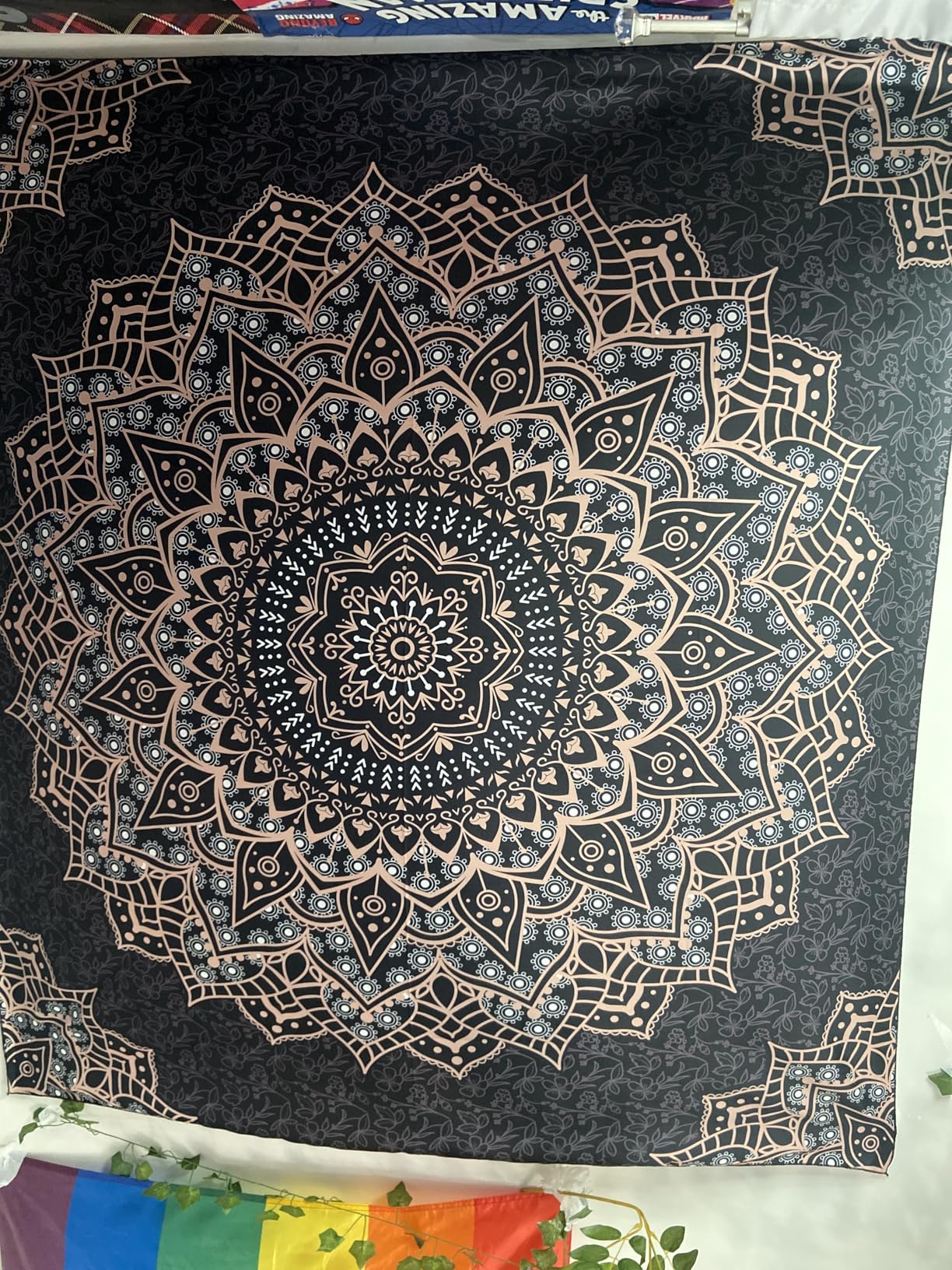 Edeesky Black Mandala Tapestry Wall Hanging Psychedelic Wall Tapestry Aesthetic Indian Hippie Decor Bohemian Art Boho Home Decoration for Bedroom,Living Room,Dorm customer photo 2
