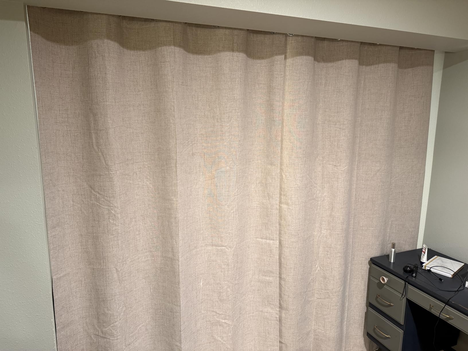 MIULEE 100% Blackout Linen Textured Curtains for Bedroom Solid Thermal Insulated Natural Beige Grommet Room Darkening Curtains & Drapes Luxury Decor for Living Room Nursery 52 x 84 Inch (2 Panels) customer photo 2