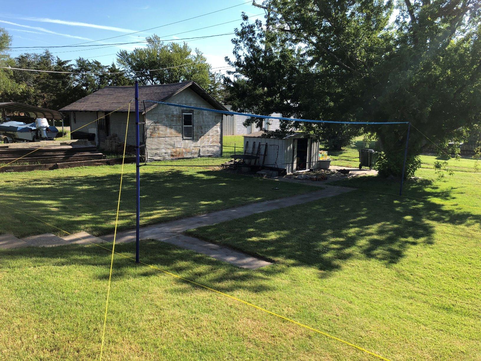Park & Sun Spiker Sport Portable Outdoor Volleyball Net System - Blue Net, Regulation Size 32' L x 3' H, Adjustable Height, Lightweight, Includes Carrying Bag for Backyard and Beach Play customer photo 1