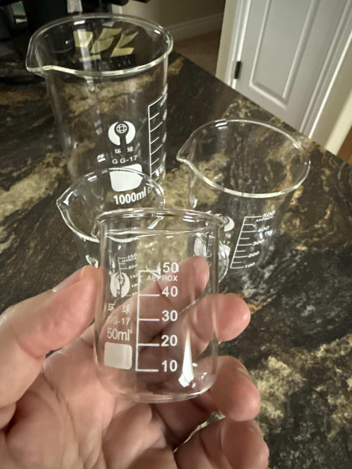 Feekoon 10 Pieces Glass Measuring Beaker and Graduated Measuring Cylinder with Stirring Rod 50/100/250/500/1000 ml Thick Glass Beakers and 5/10/50/100 ml Graduated Cylinders for Science Lab customer photo 2