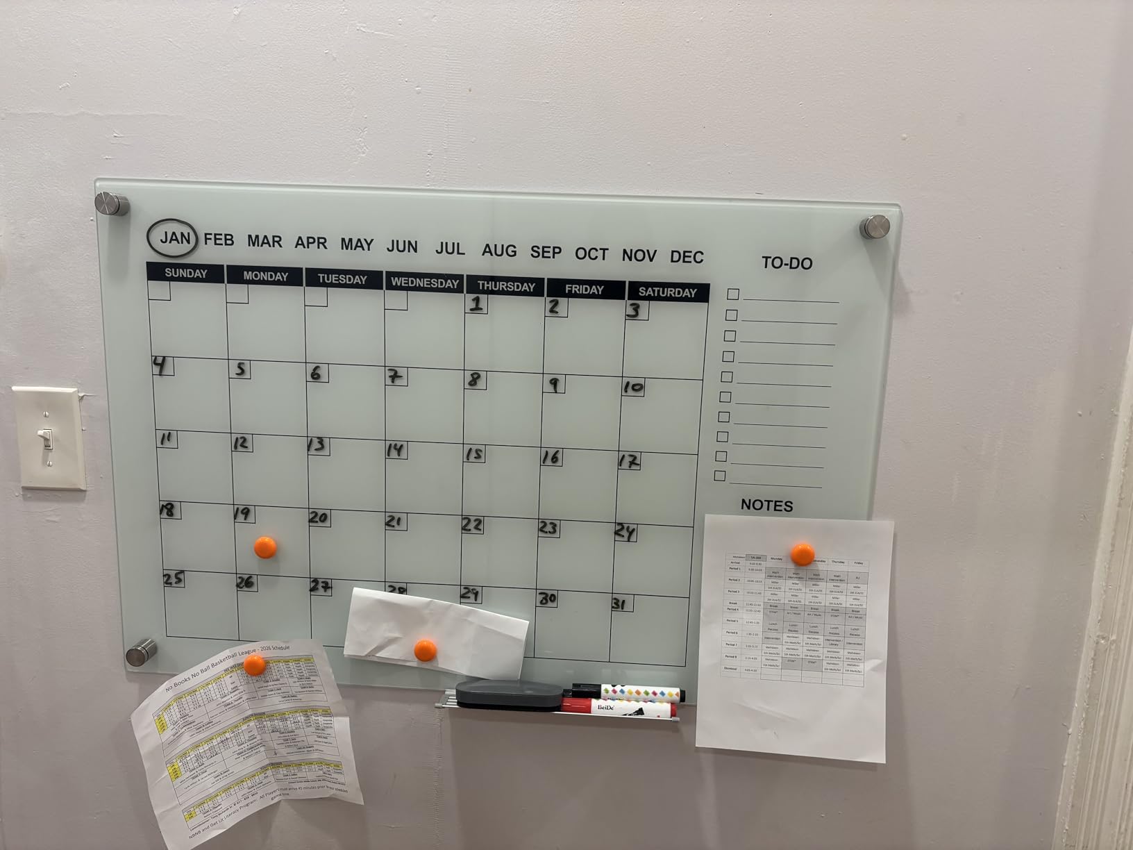TSJ OFFICE Glass Dry-Erase Board - 36 x 24 Inches Wall Mounted Whiteboard with Magnetism, Large Frameless Glass White Board for Office, Home & School customer photo 2