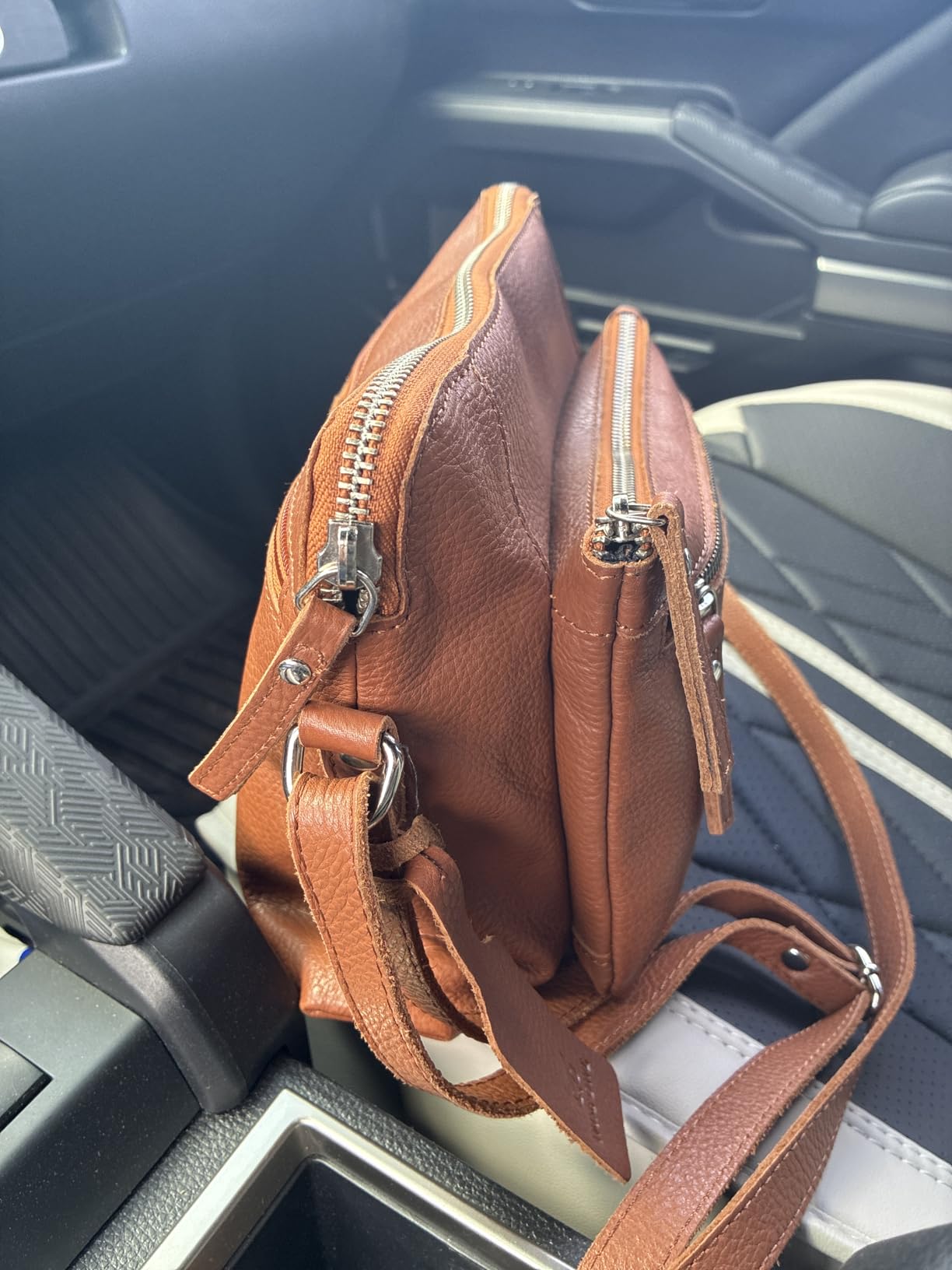 Leather Crossbody Bags for Women Small Soft Genuine Pebbled Sling Shoulder Handbag Crossover Purse with Full Adjustable Strap (Cognac Nappa) customer photo 1