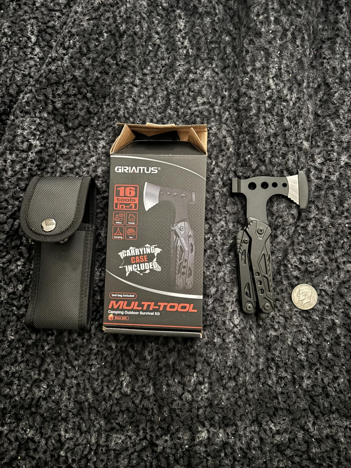 Camping Essentials Multitool Camping Accessories Gifts for Men 16 in 1 Multi Tool Survival Gear with Axe Hammer Pliers Saw Screwdrivers Bottle Opener Whistle for Camping Hiking, Gifts for Dad Him customer photo 2