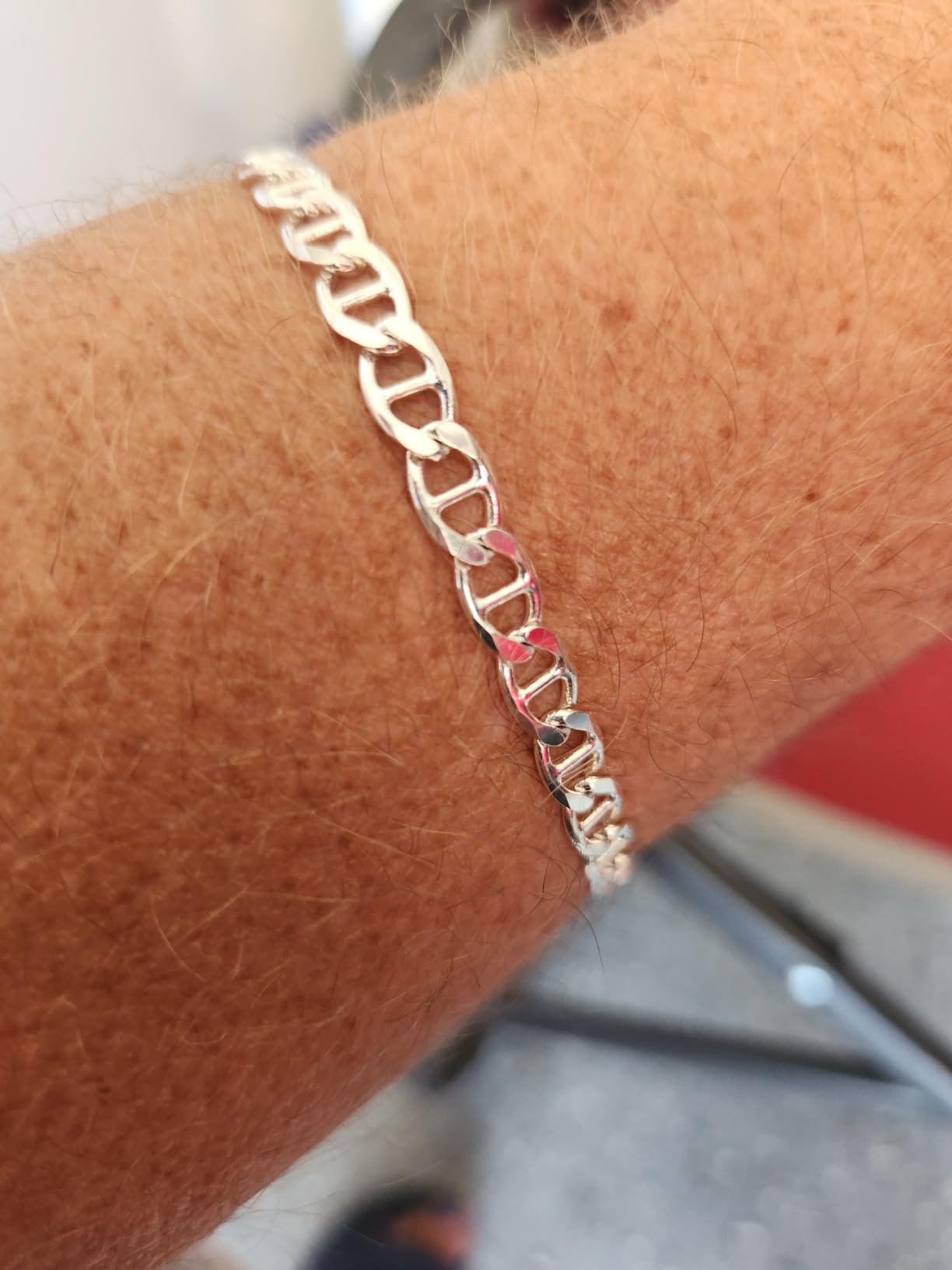 925 Sterling Silver Italian Solid Mariner Link Chain Bracelet for Men & Women - Made in Italy Comes With a Gift Box customer photo 1